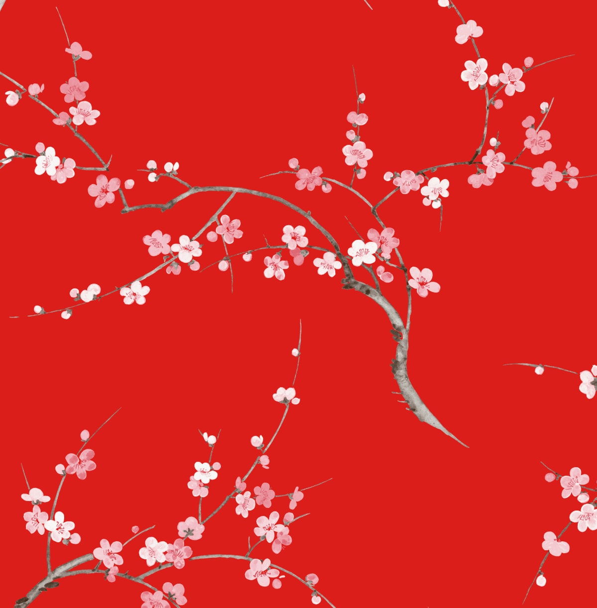 NextWall NW38301 30.75-Sq. Feet Scarlet and Petal Pink Vinyl Floral Self-adhesive Peel and Stick Wallpaper