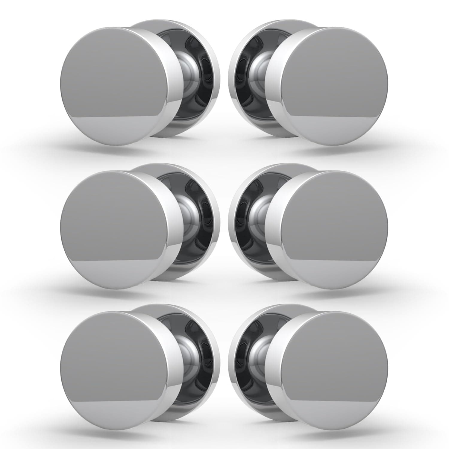 Mega Handles BUENA Dummy Door Knob - 6 Pack Heavy Duty Dummy Door Knobs - Non-turning Silver Door Knobs for French Doors and Closet - Single Side - Fits All Standard Doors - Polished Chrome #BUENA-DU-PC-3SET