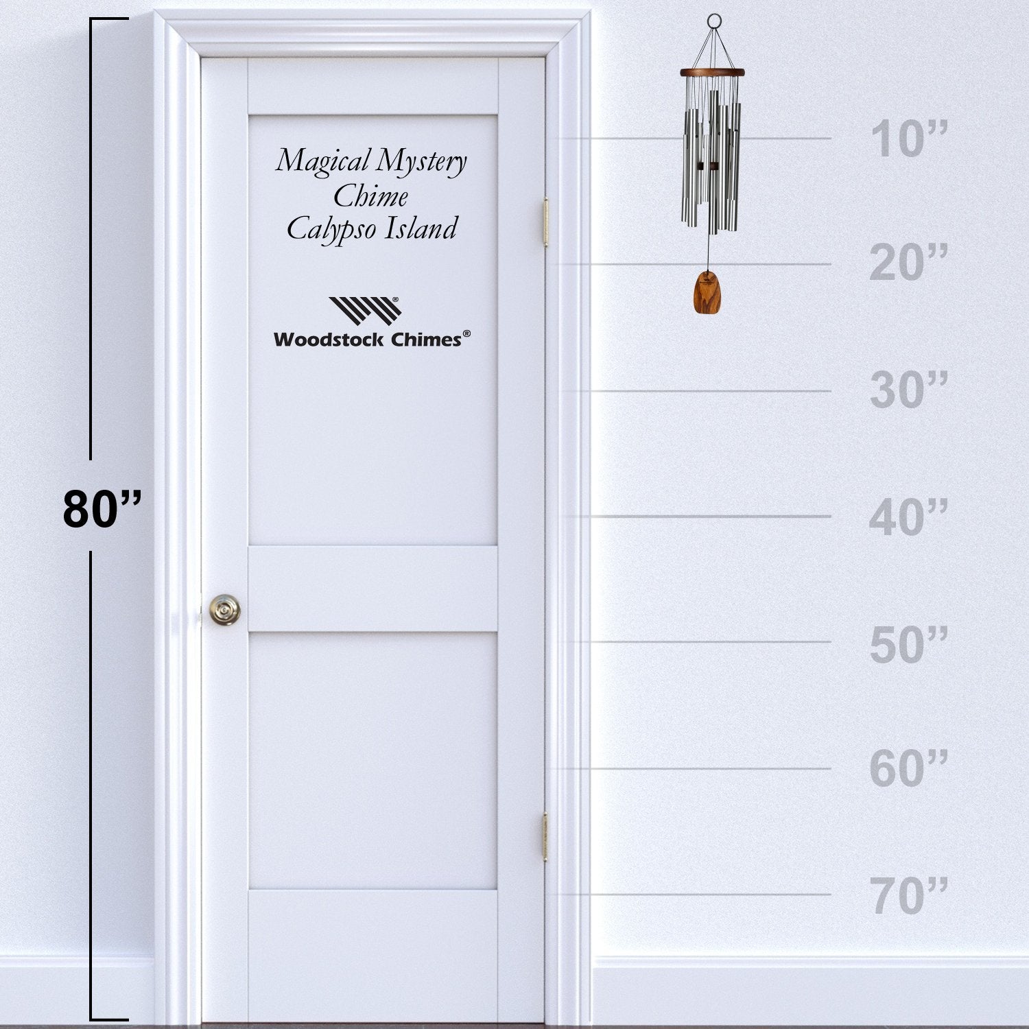 Teak and Silver Aluminum Octave Doubling Wind Chime
