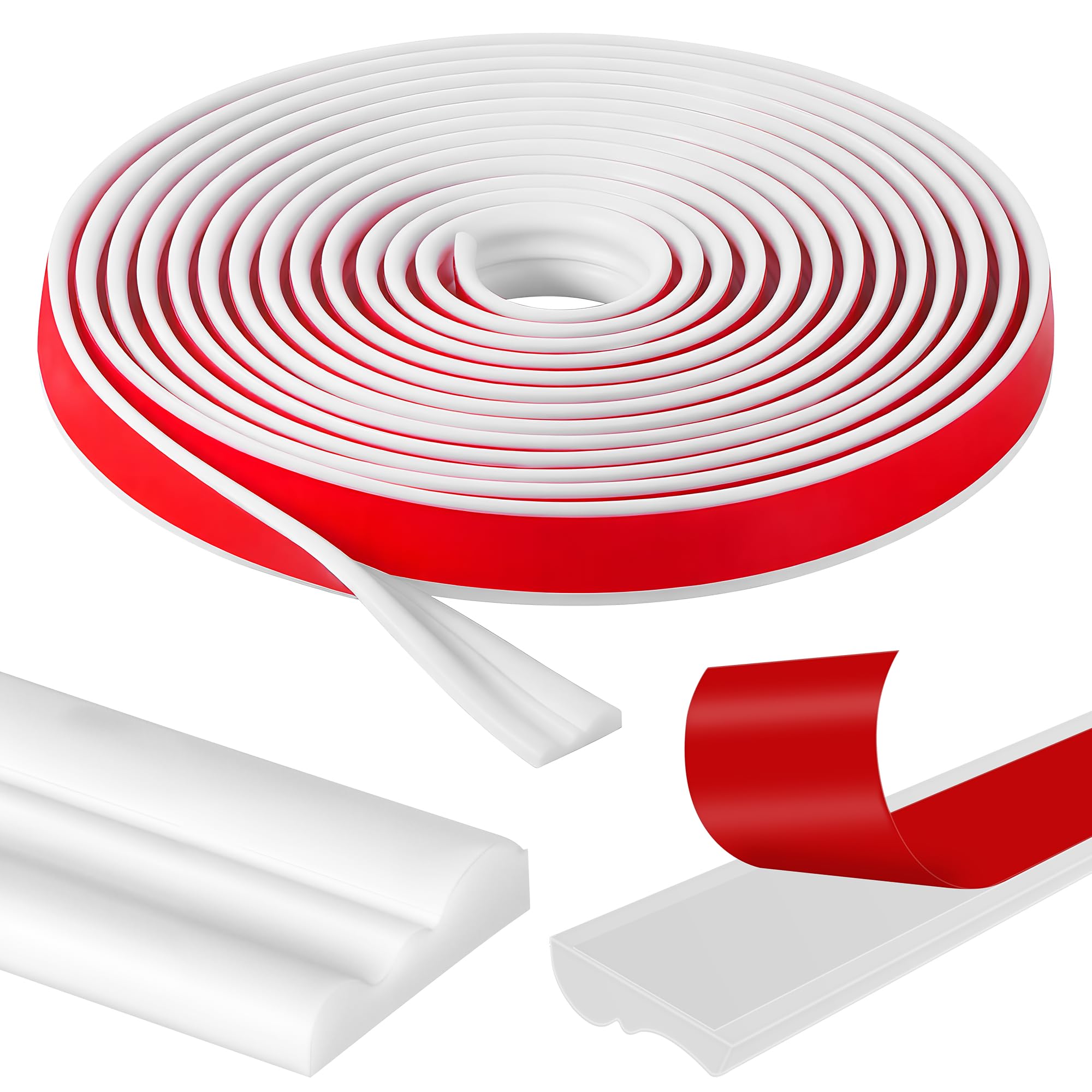 Phyfalip  Peel and Stick Wall Molding Trim 276 L x One Point One in W Chair Rail Molding White Flexible Self Adhesive Decorative Wall Border