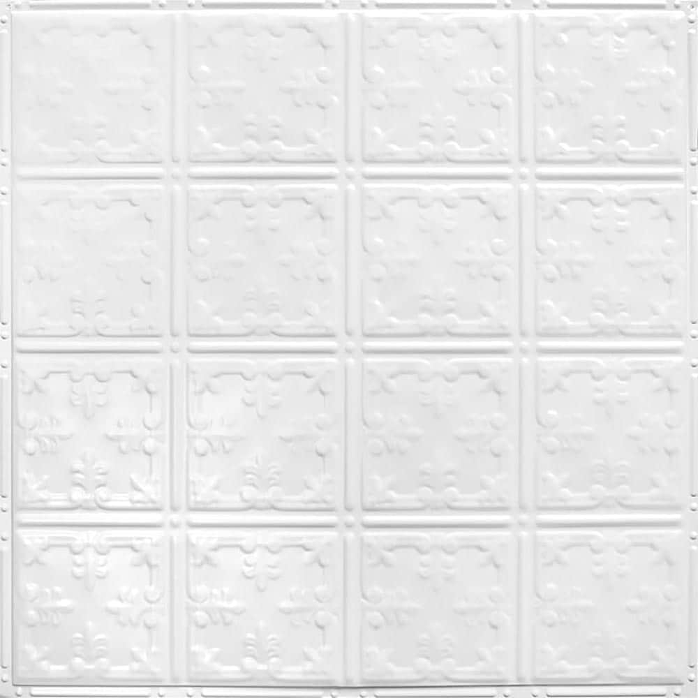 American Tin Ceilings 24-in x 24-in Bright White Gloss Backsplash ...