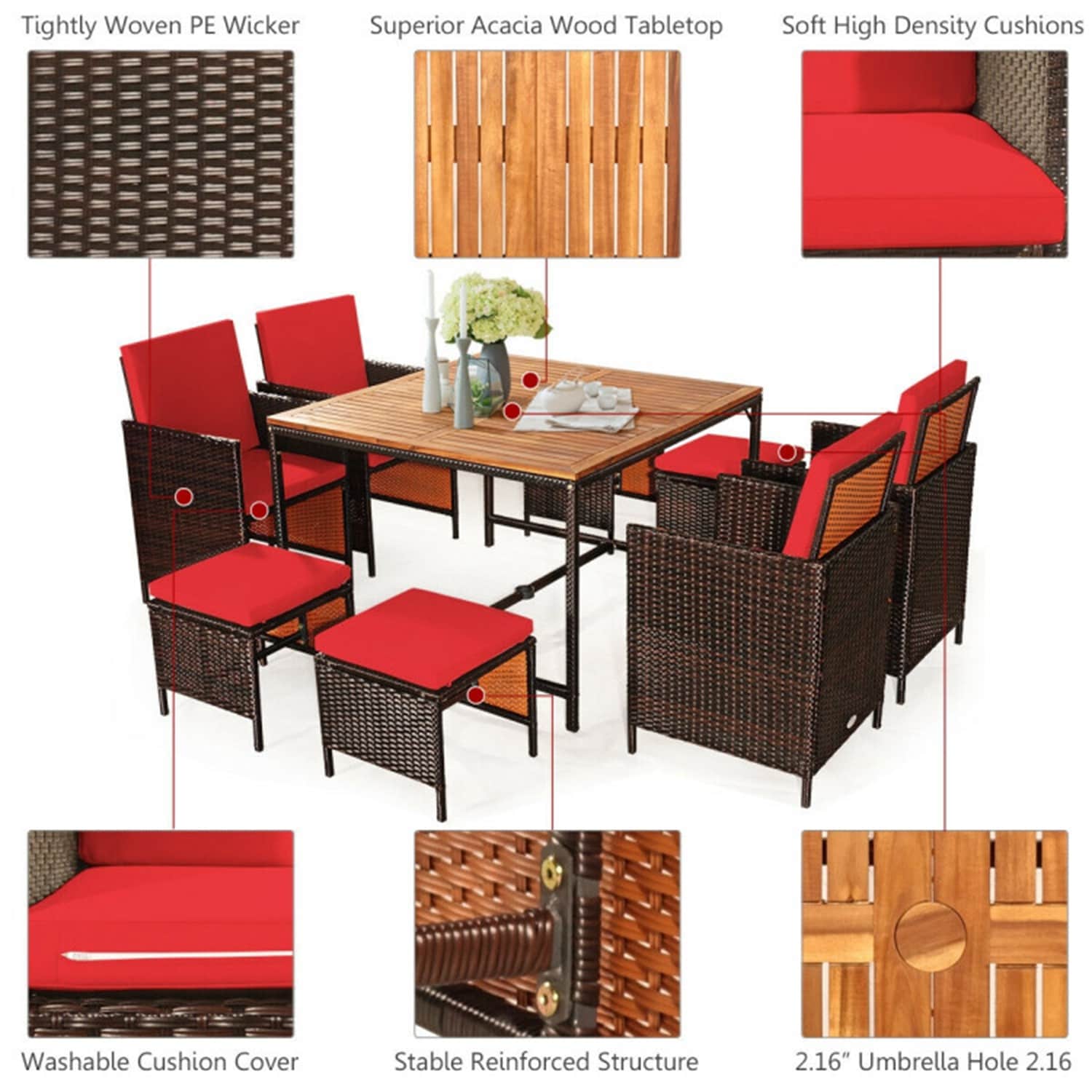 Forclover CRF-7PS0009BR Patio-Dining-Sets - View #5