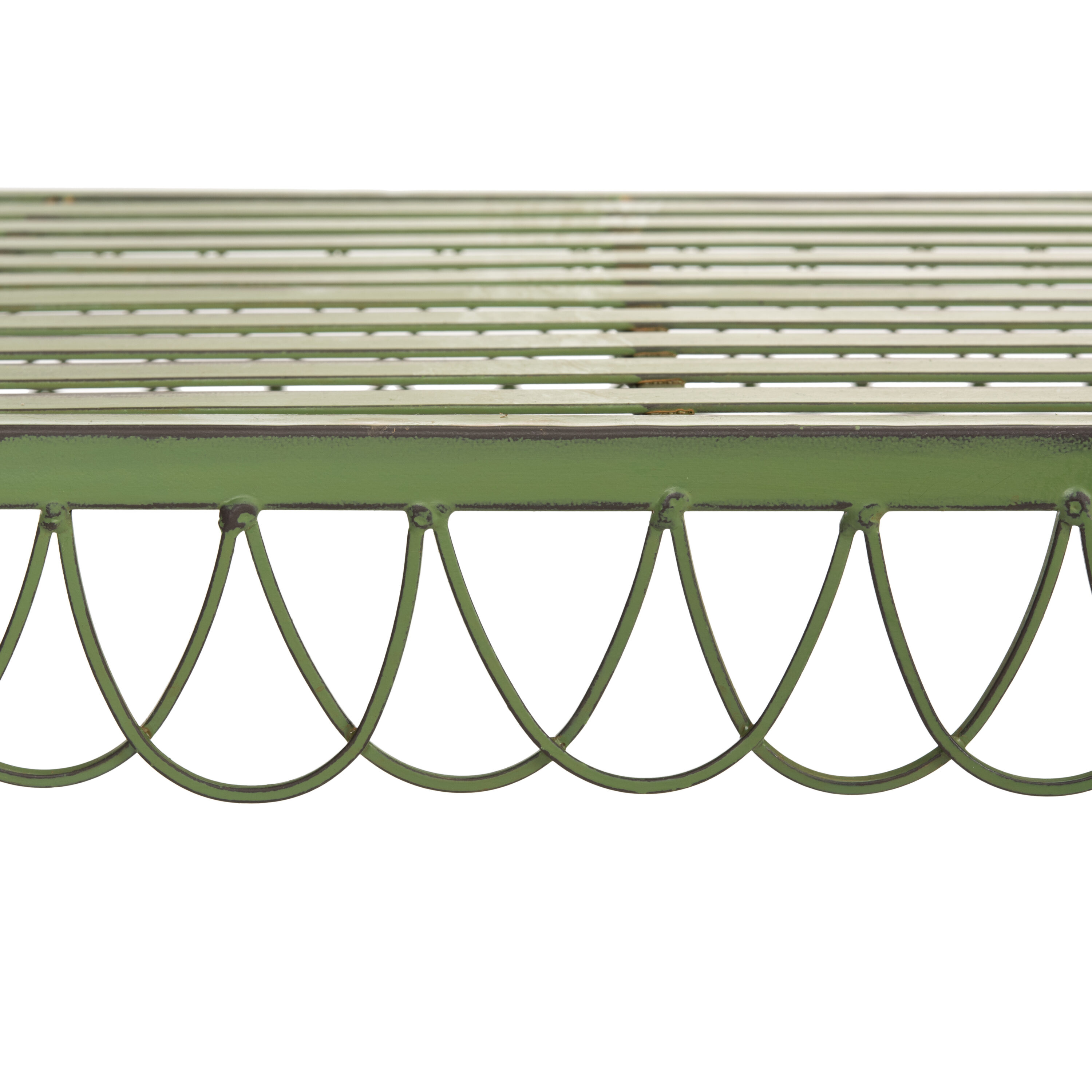 Safavieh PAT5015A 51-in W x 25.3-in H Antique Green Wrought iron Garden Bench