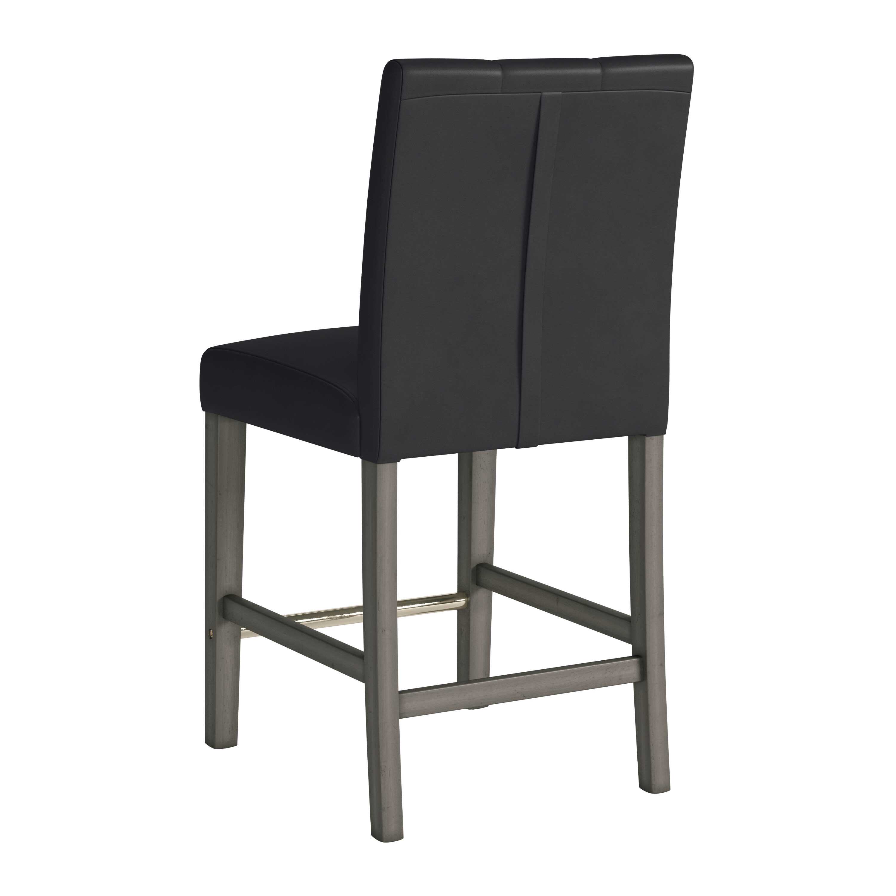 Graphite Black Vegan Leather and Wood Counter Height Barstool
