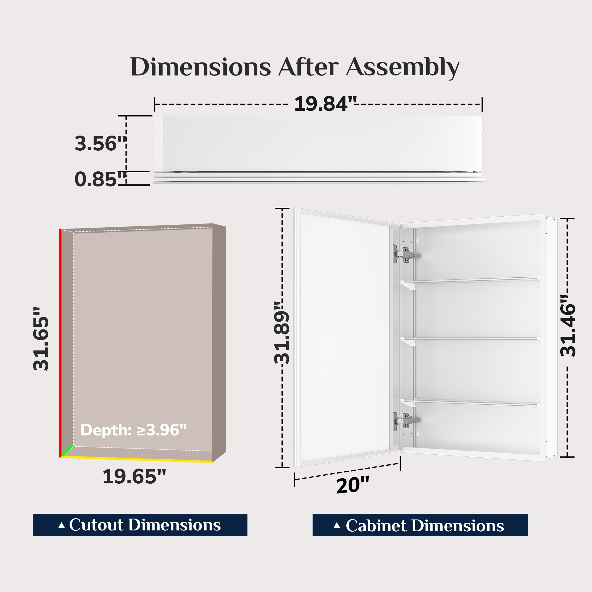 Keonjinn LW-JG-FXFJP-5181-WH Bathroom-Medicine-Cabinets - View #4