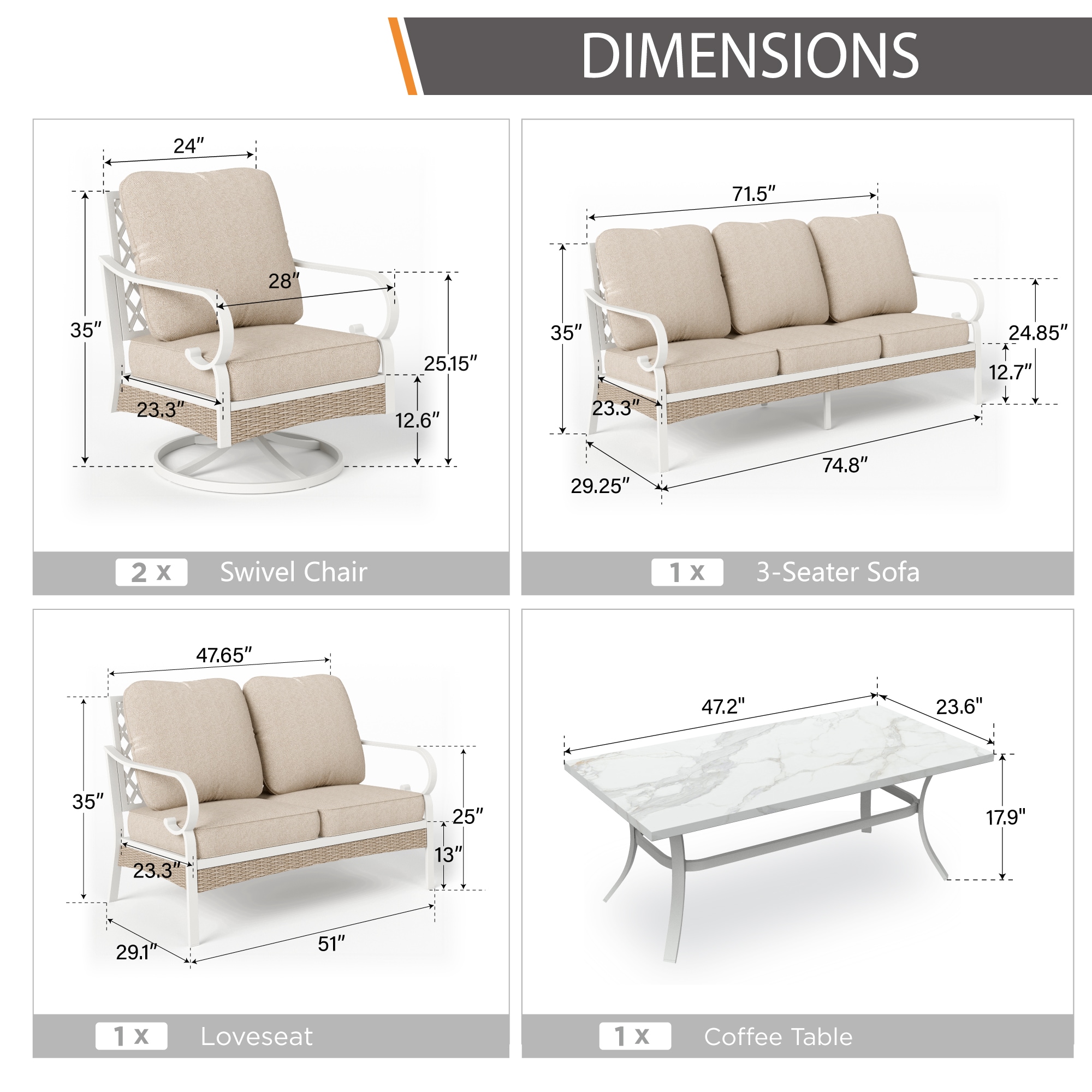 Sunshine Valley CP002-09-7-BE Patio-Conversation-Sets - View #9
