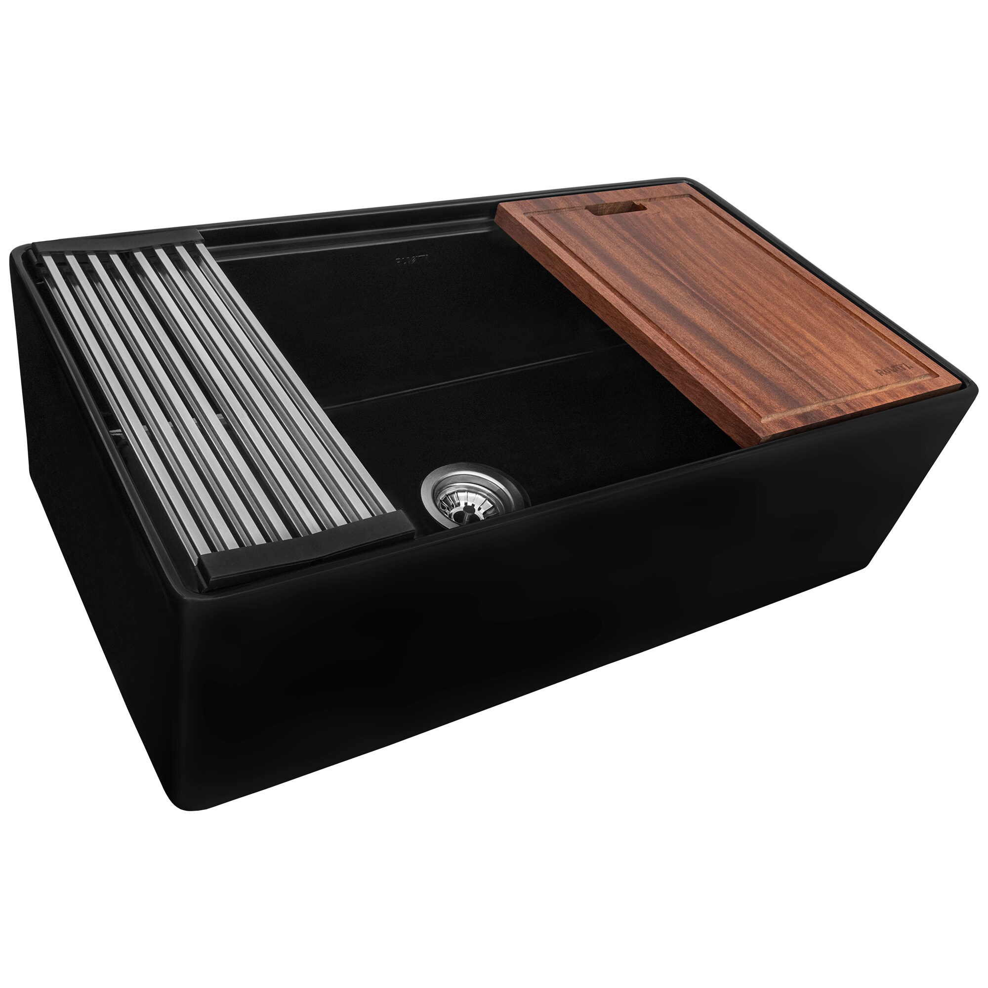 Ruvati Fiore Undermount 33-in x 18-in Fireclay Single bowl Workstation Kitchen Sink