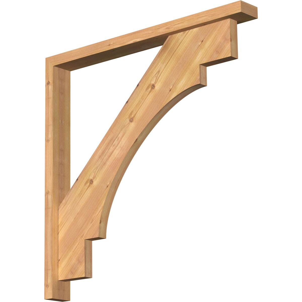 Ekena Millwork 1463132 Merced Block Smooth Bracket with Offset Brace 3-1/2-in x 34-in x 34-in Western red cedar Brown Wood Standard bracket