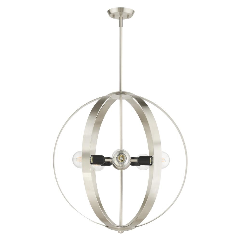 Modesto Mid-Century Modern 5-Light Brushed Nickel Chandelier