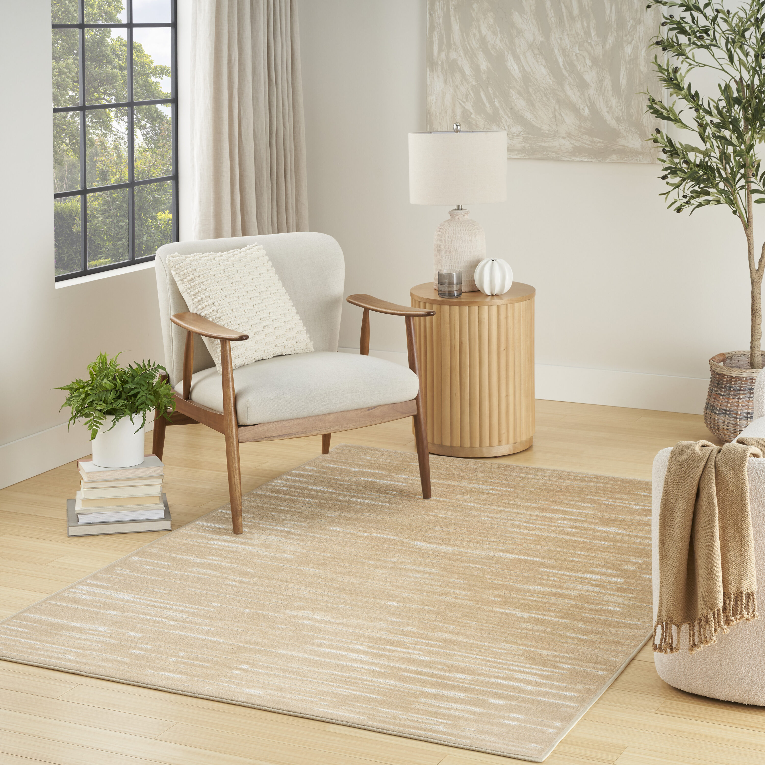 Nourison Home 099446984951 Casual 4 x 6 (ft) Polypropylene Taupe Rectangular Indoor Abstract Area rug