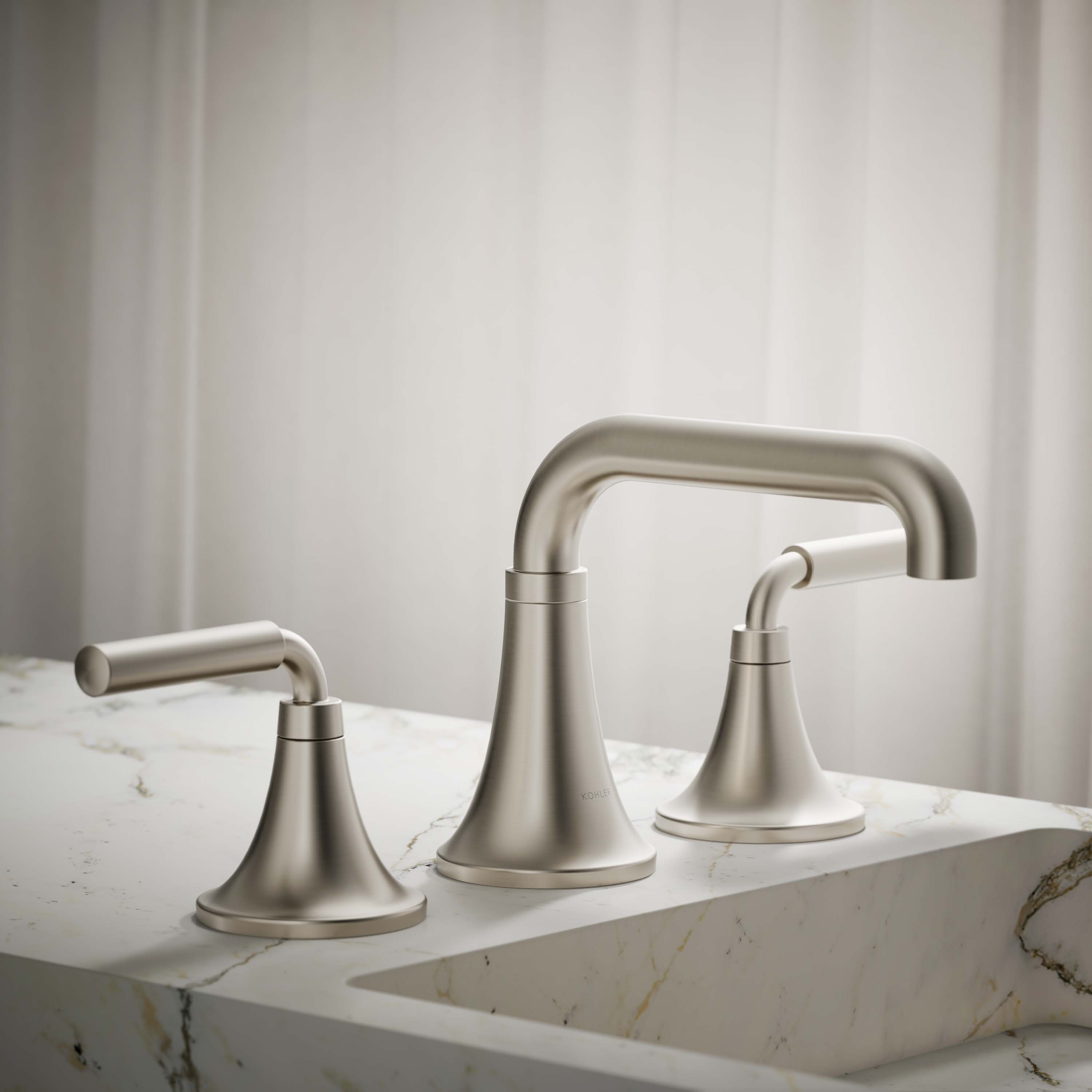 KOHLER 27416-4-BN Tone Vibrant Brushed Nickel Widespread 2-handle WaterSense Low-arc Residential Handle Bathroom Sink Faucet