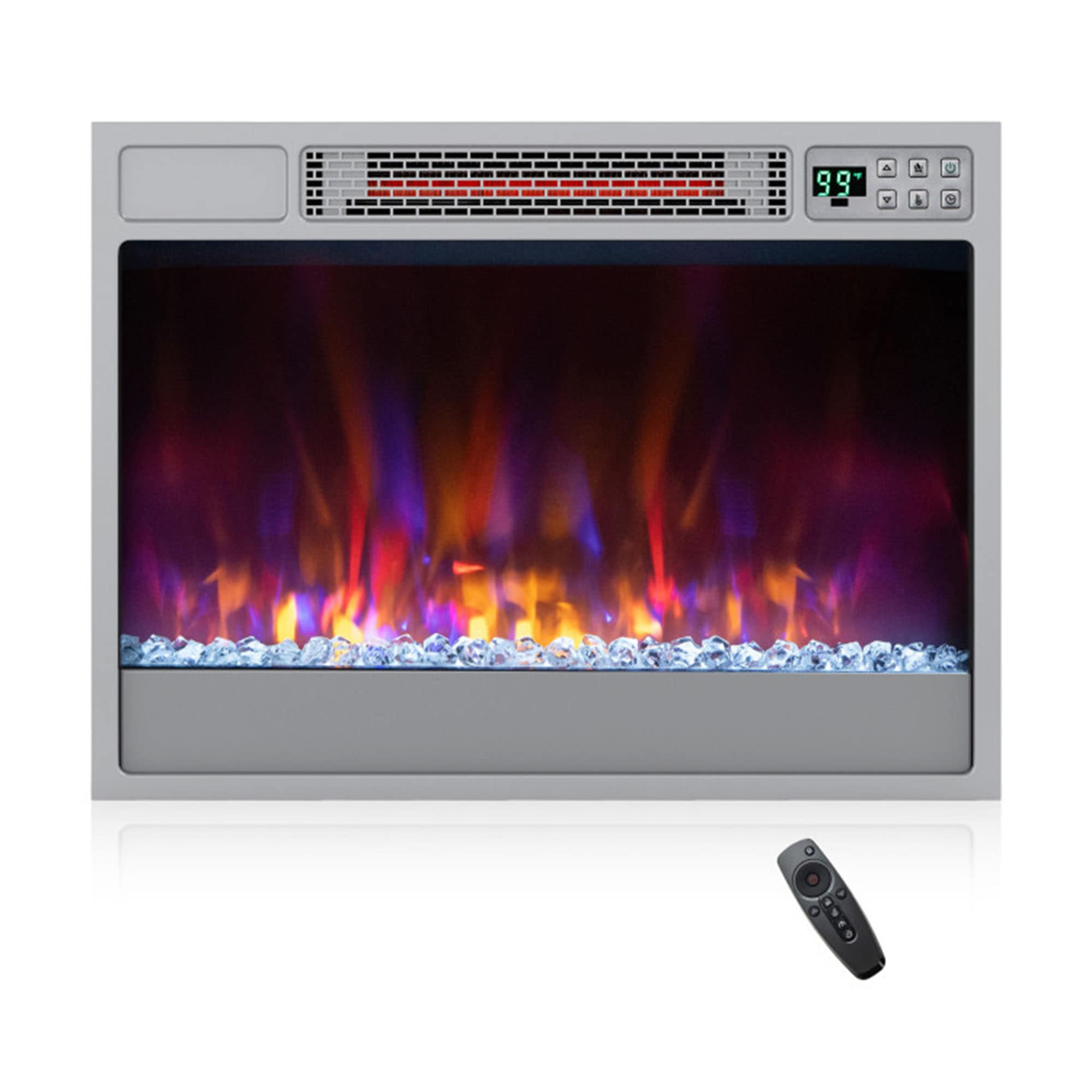Clihome 24.5-in W Sliver Wall mount Infrared quartz Electric Fireplace with Remote Control Included