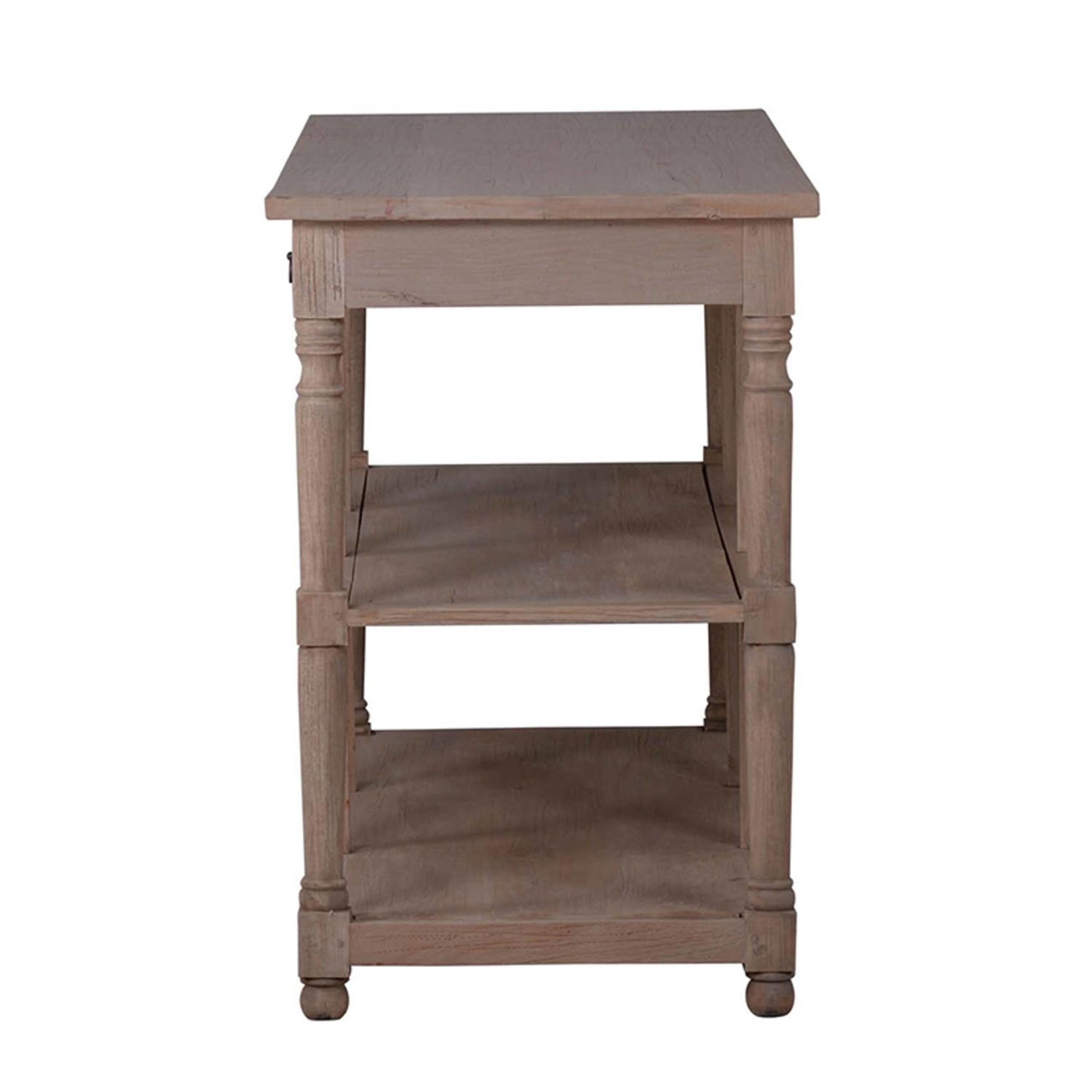 A&B Home Brown Wood Console Table With Storage, 3 Level Shelving ...