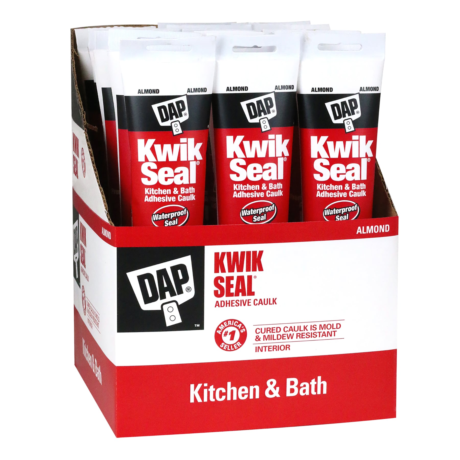 DAP 7079818013SOS KWIK SEAL 12 -Pack 5.5-oz Kitchen bath Almond Paintable Latex Caulk