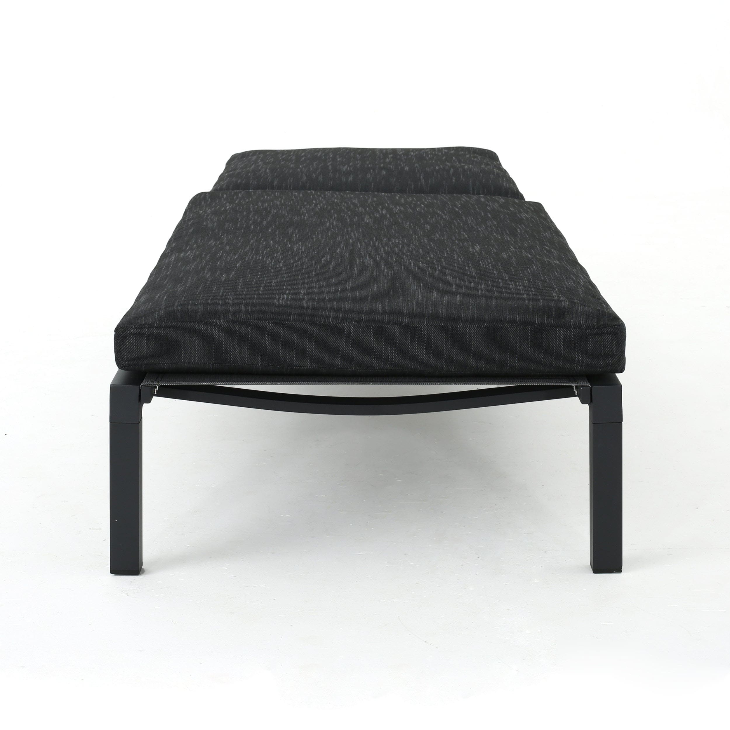 Dark Gray and Black Aluminum Chaise Lounge with Cushions