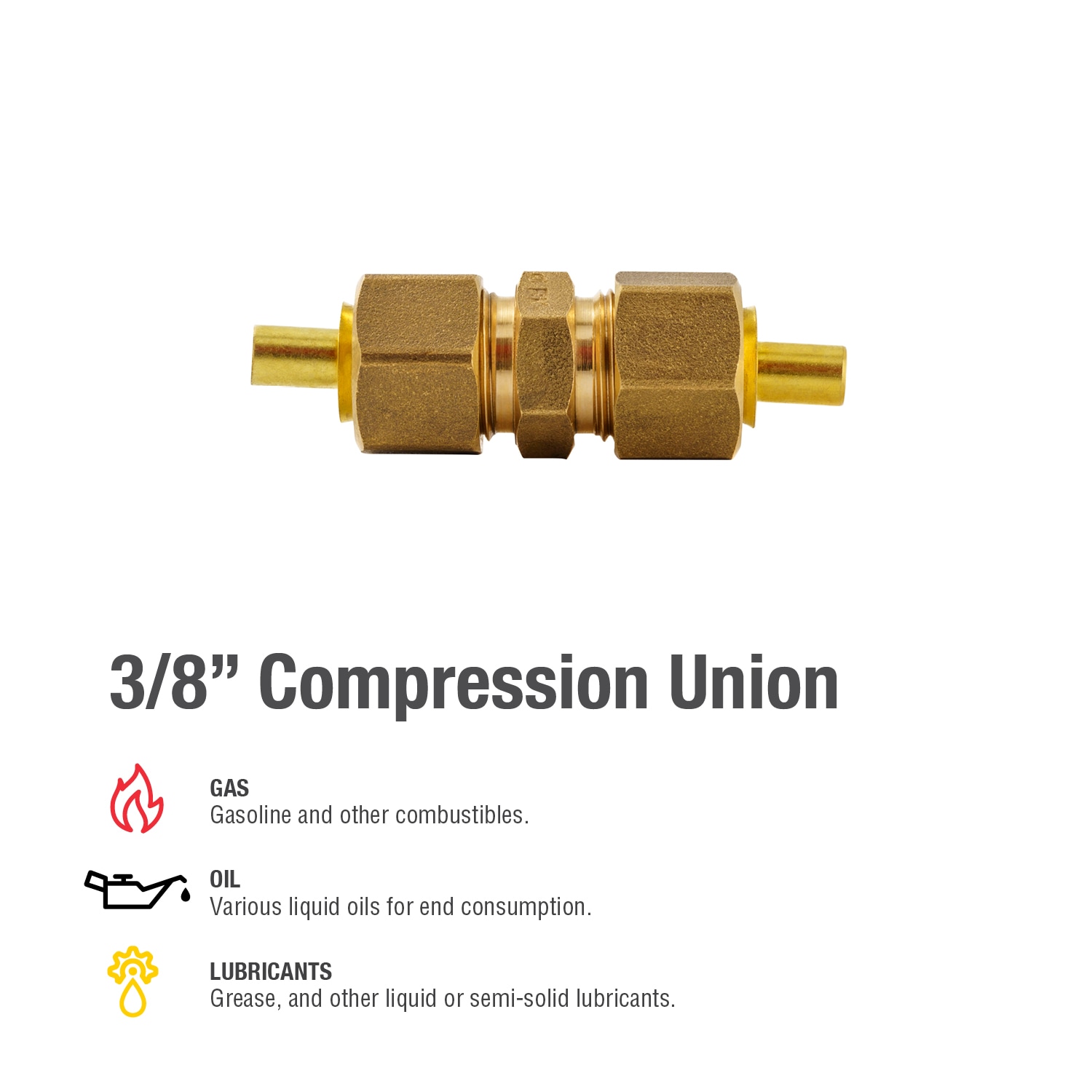 Wade Brass Compression Fitting 3/8 x 3/8 Straight Coupling