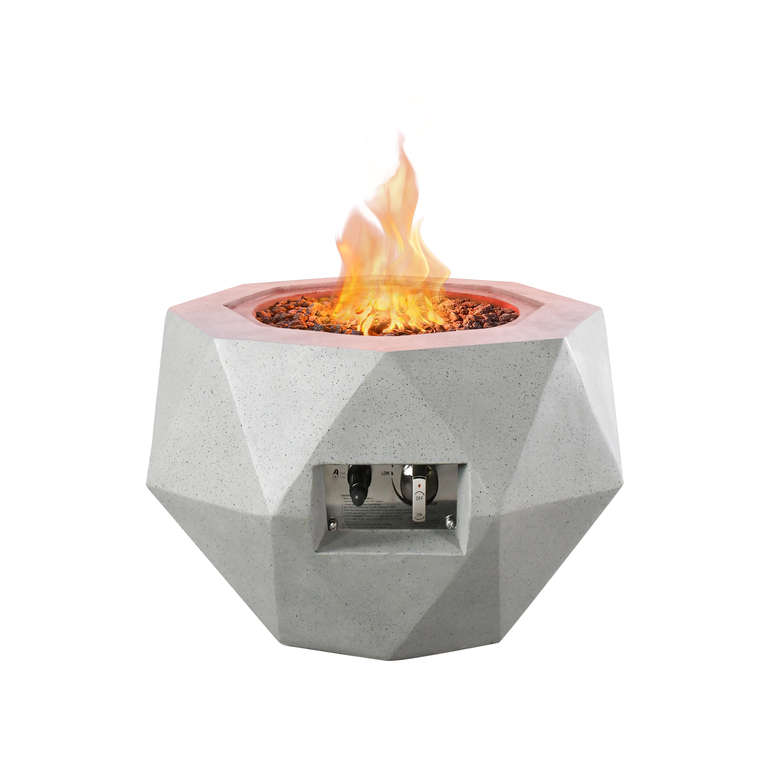 KANTE 25.2-in W Light Gray Portable Concrete Round Propane Gas Fire Pit ...