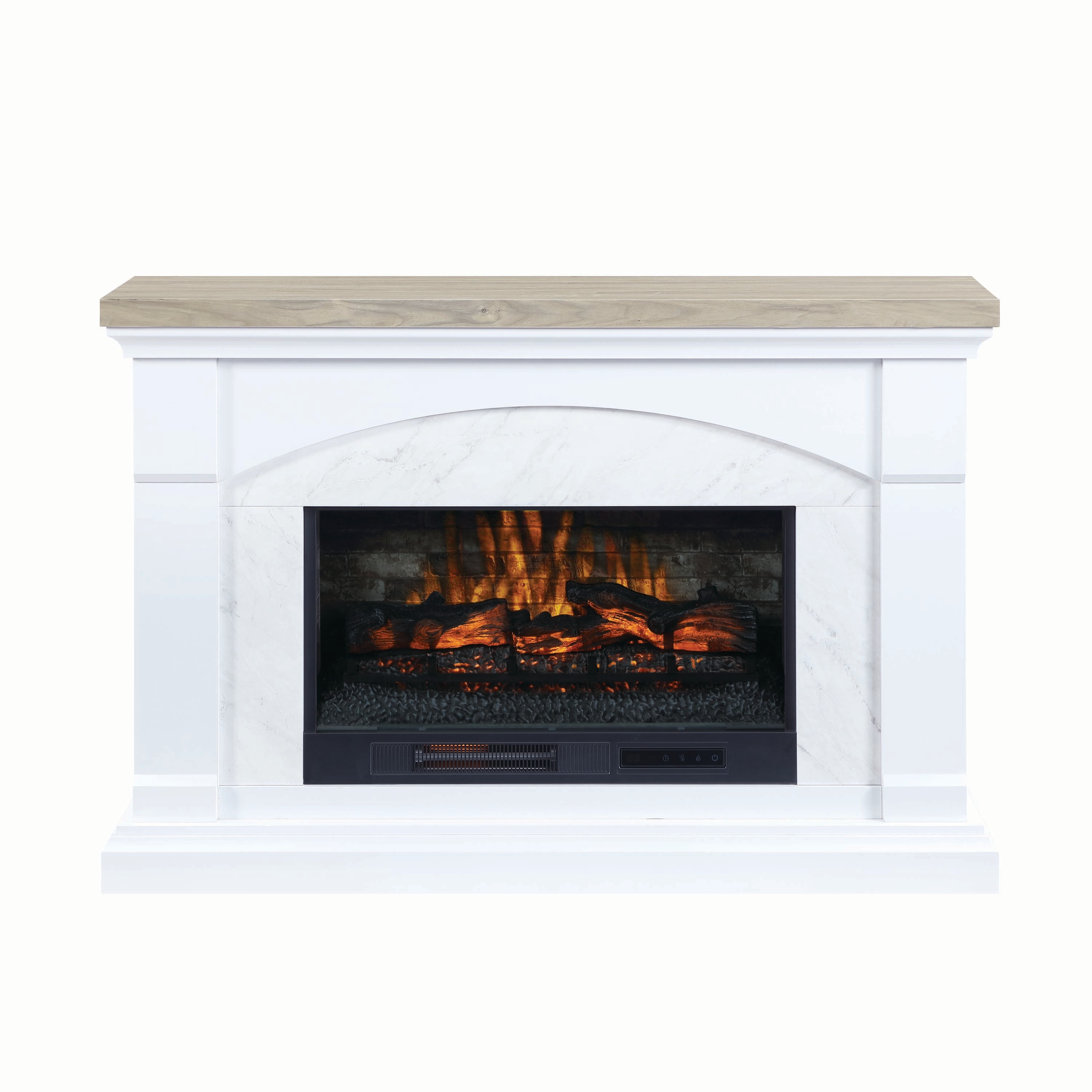 allen + roth LWFP54-10 54-in W White Free standing Infrared quartz Flat wall Electric Fireplace with Remote Control Included