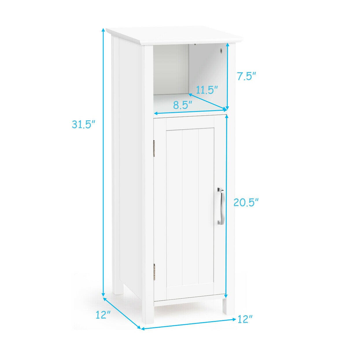 WELLFOR 12-in x 31.5-in x 12-in White Freestanding Corner Linen Cabinet ...