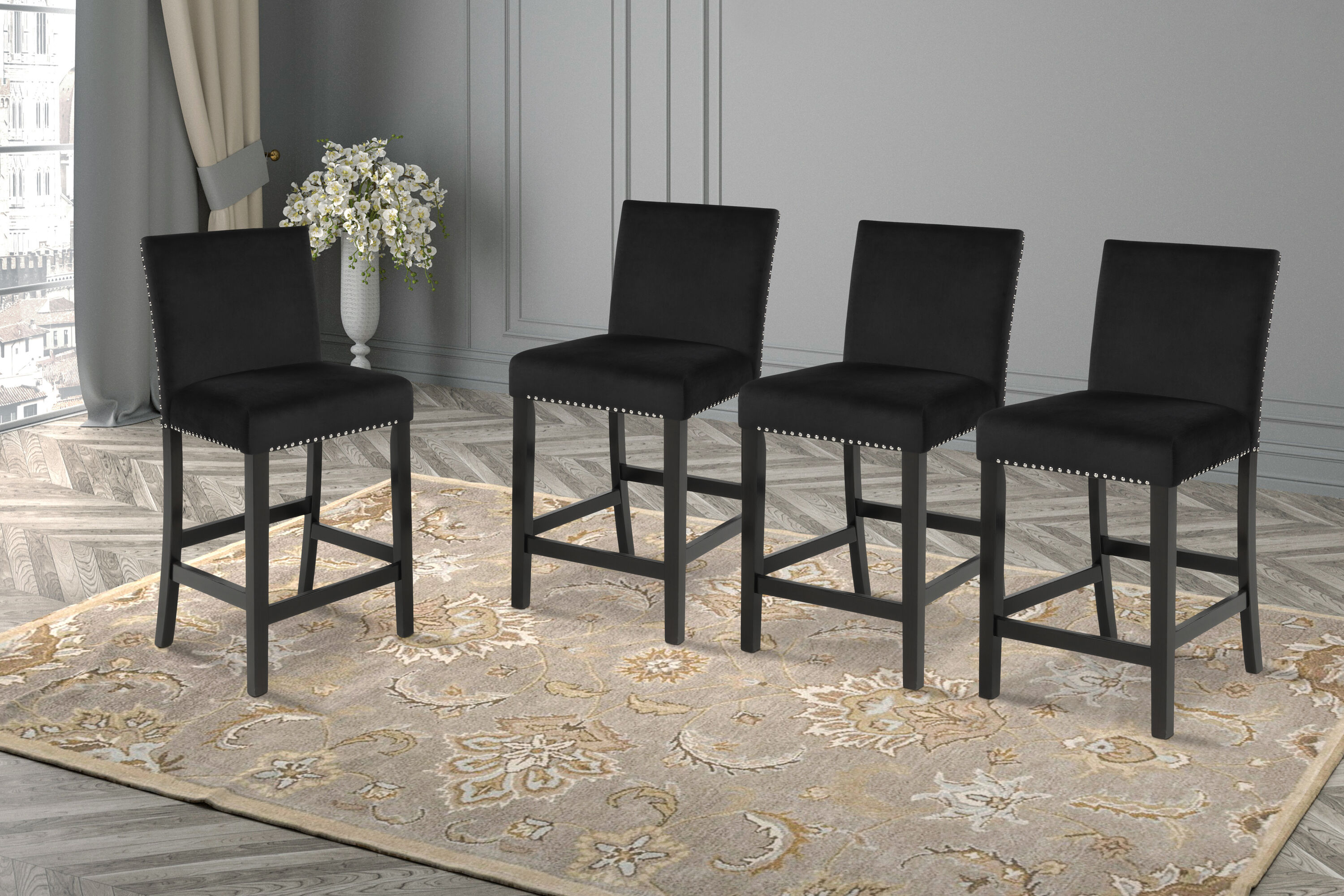 New Classic Furniture EC-S-45-D450-4CK2 Set of 4 Celeste Contemporary/Modern Polyester Upholstered Dining Side Chair (Wood Frame)