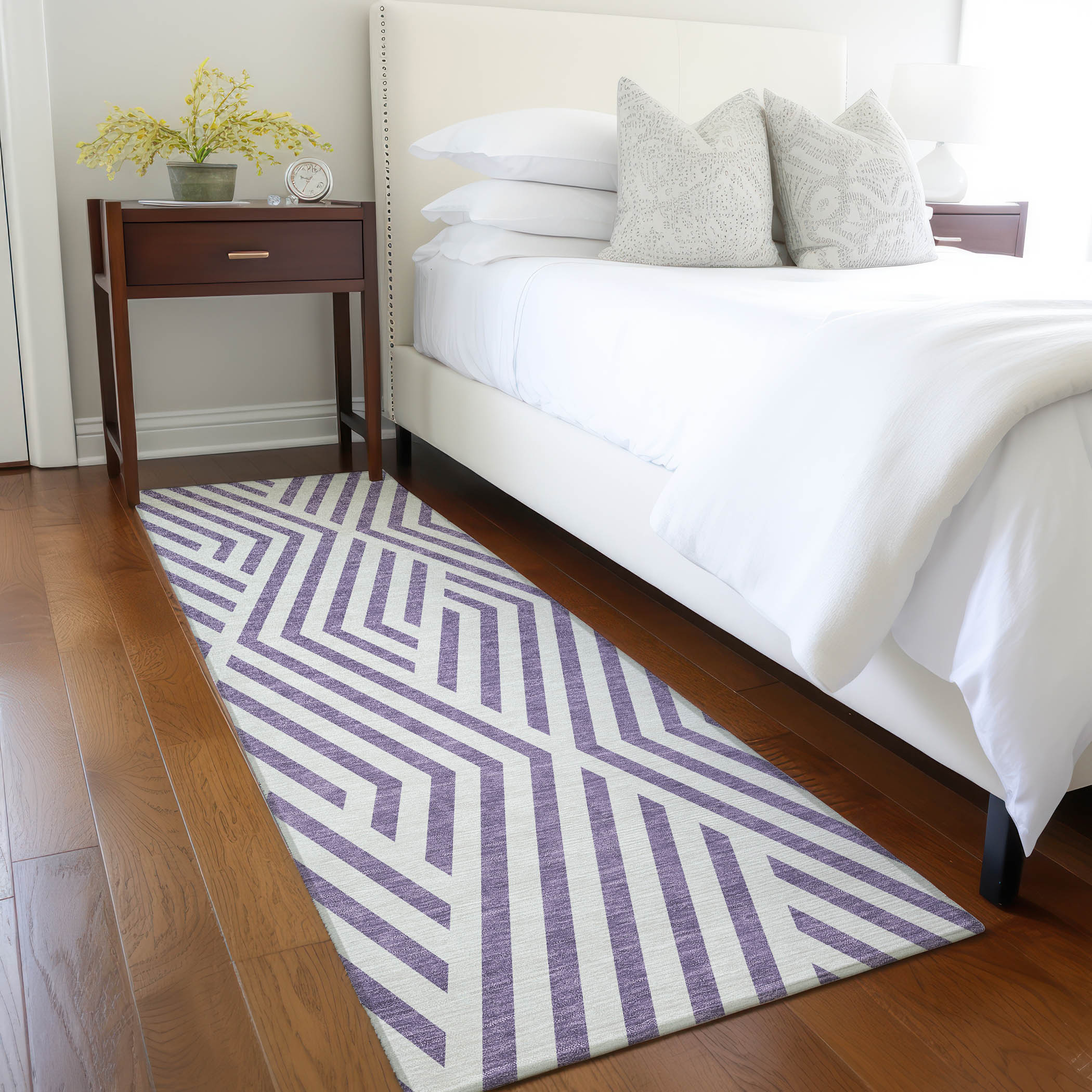 Addison Rugs ACN550PP2X8 Chantille ACN550PP 2 x 7 (ft) Polyester Purple Rectangular Indoor/Outdoor Floral/Botanical Mid-Century Modern Machine washable Area rug
