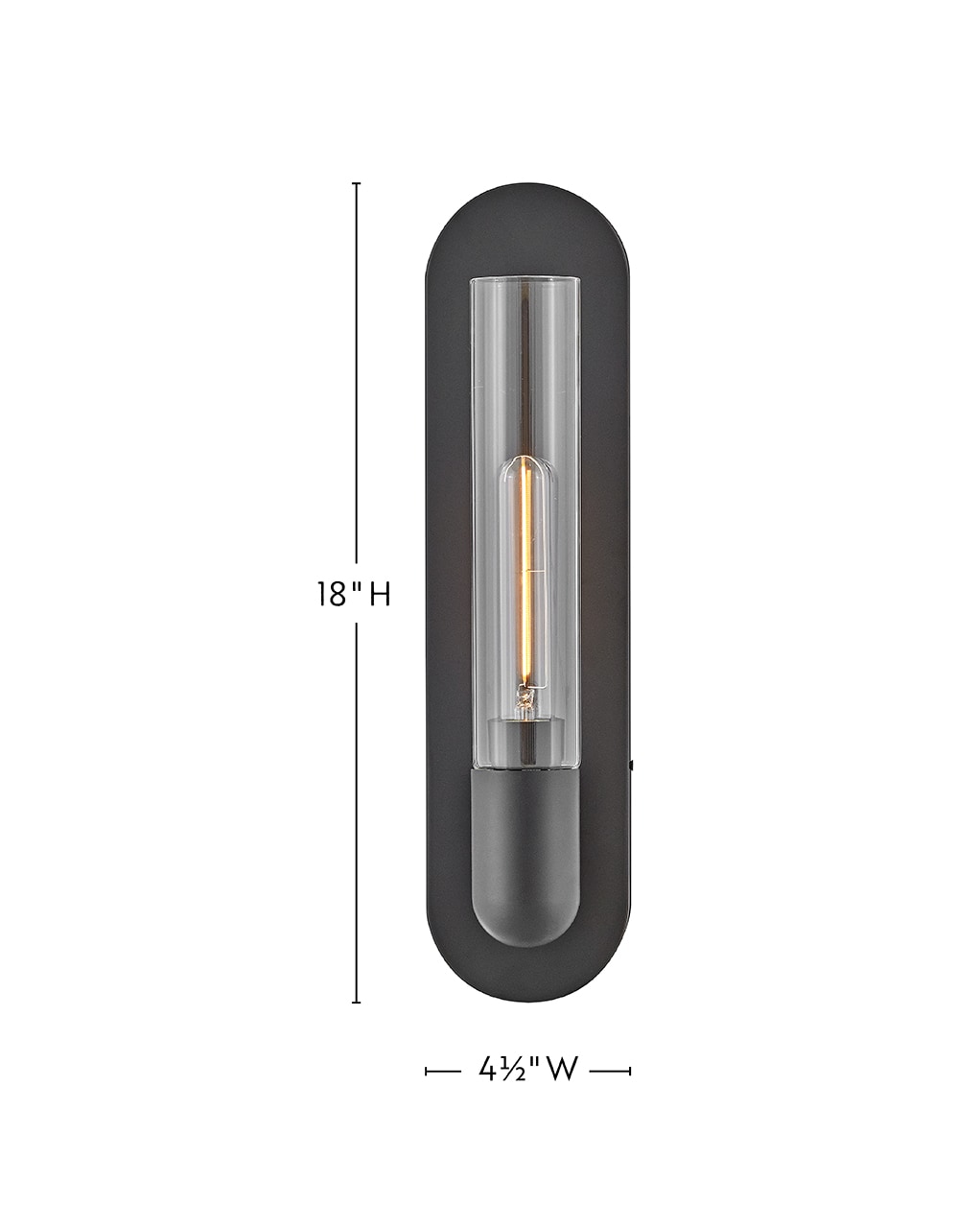 Black Dimmable Cylinder LED Wall Sconce with Clear Glass