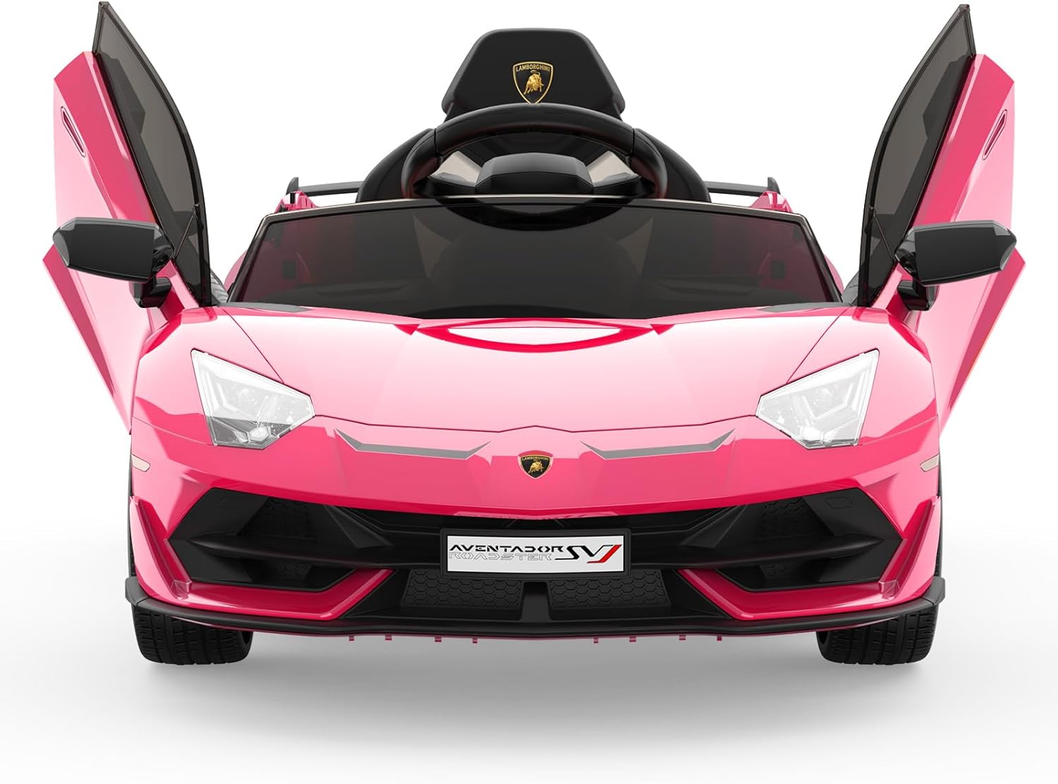 Qeetex LHF-TC-PTO-0Y592DKO 12V Ride Electric Car for Kids - Licensed Lamborghini Vehicles Battery Powered Sports Car with Remote Control - 2 Speeds/Sound System/Led Headlights and Hydraulic Doors - Pink
