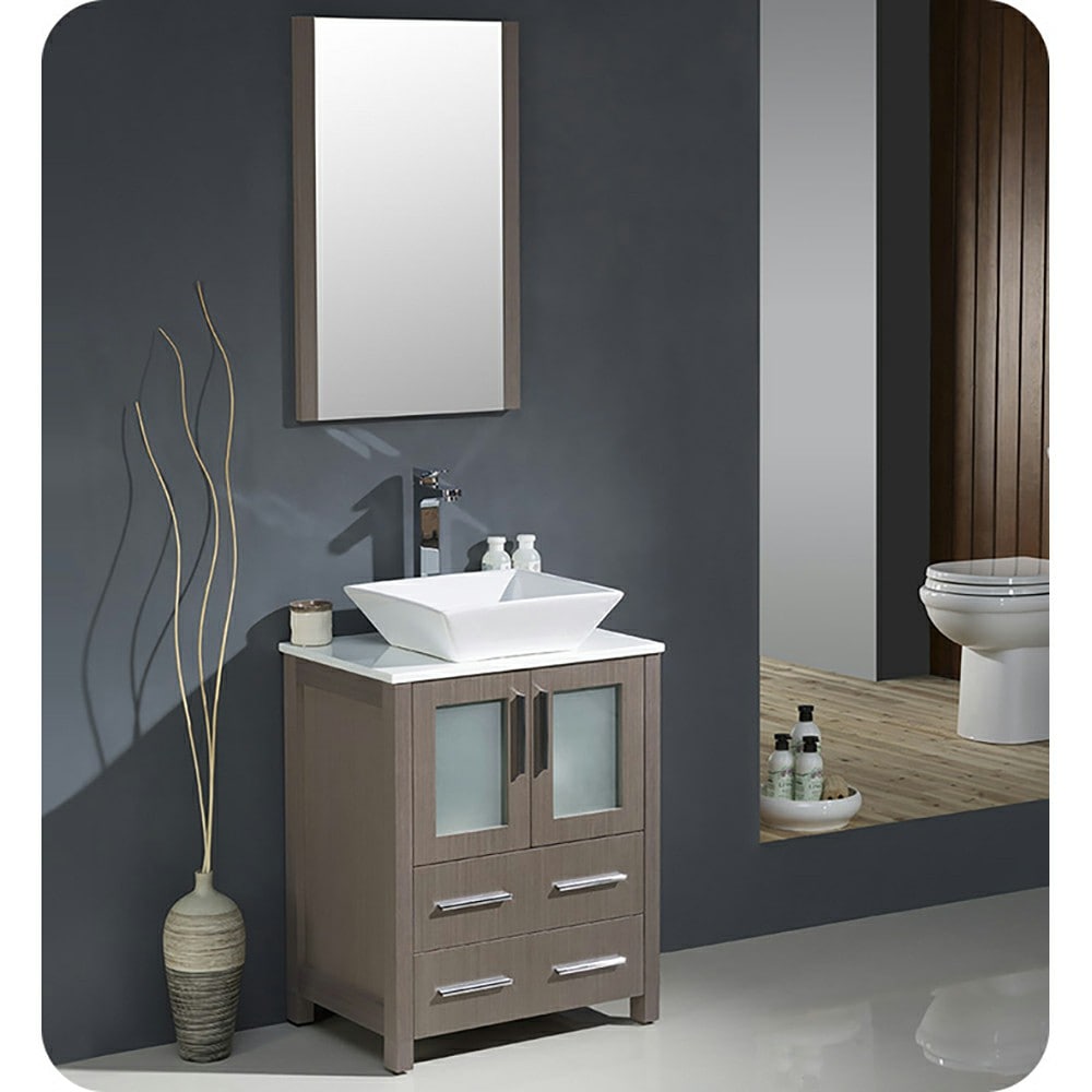 Fresca Torino 24-in Gray Oak Bathroom Vanity Base Cabinet without Top ...