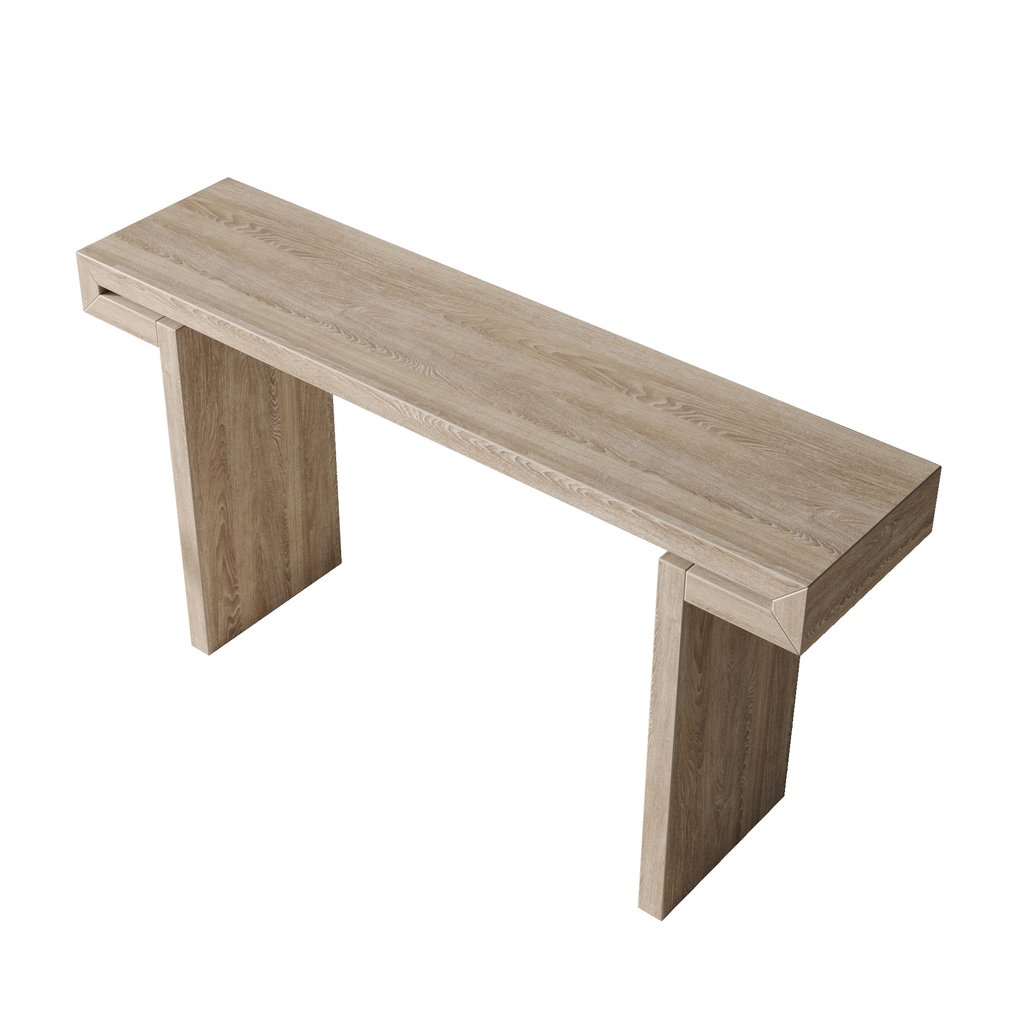 SINOFURN SYA330168DB Rustic Wood veneer MDF Natural 60-in W x 31.5-in H Console table