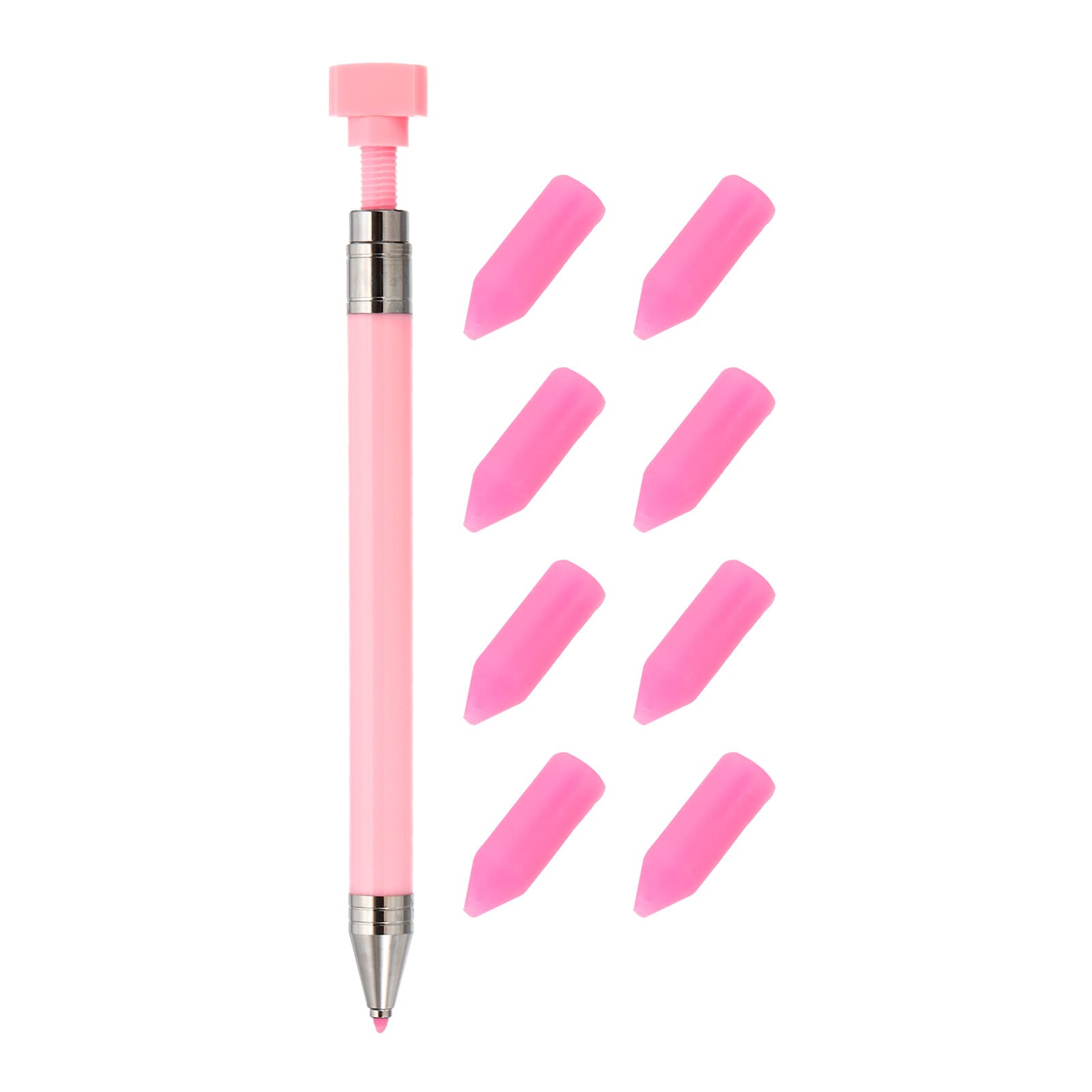 PATIKIL Diamond Art Pen with Wax Fine Point Diamond Art Accessories Refillable Wax Pen with 8pcs Wax for Diamond Art Nail DIY Craft Pink #S26031101UX3934