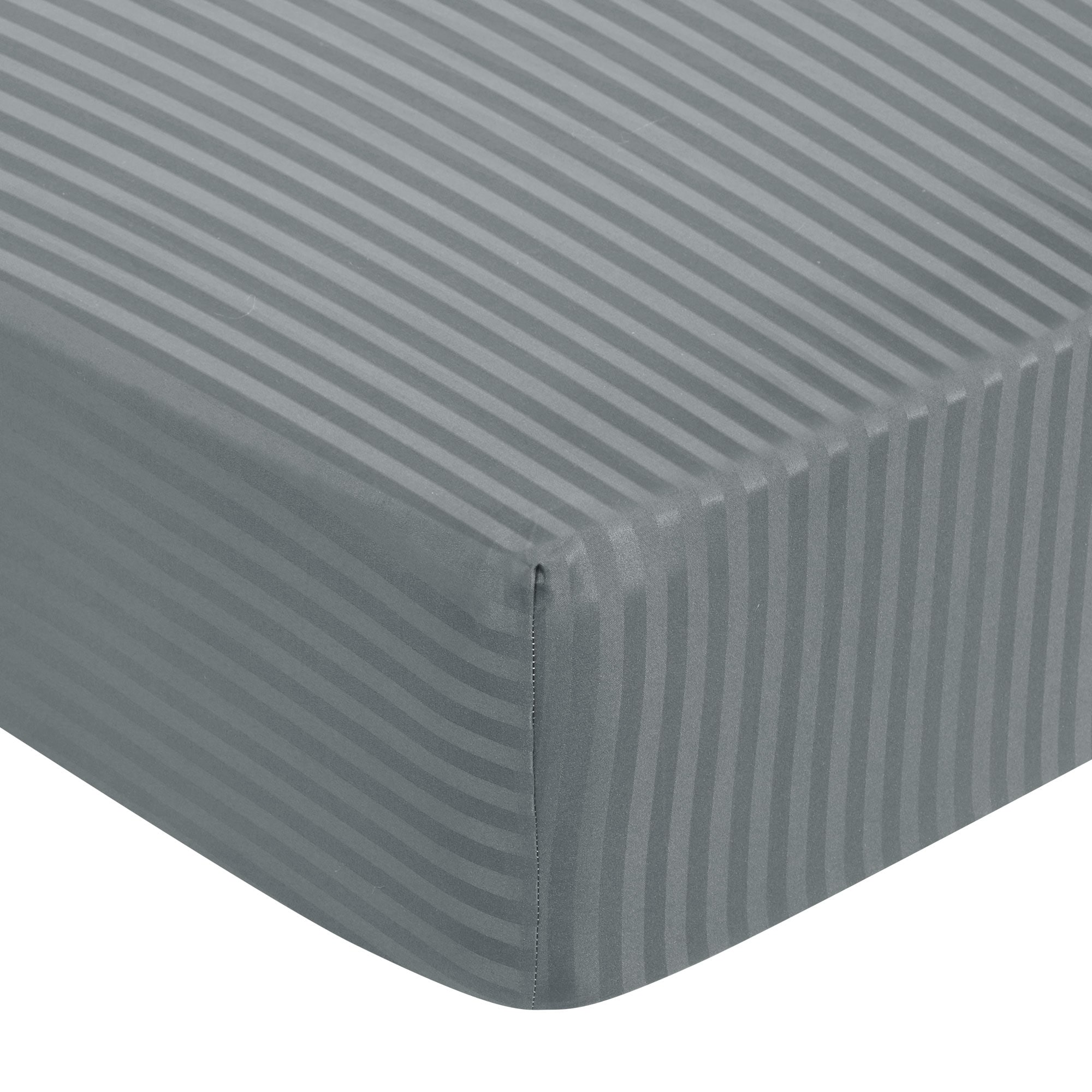 Unique Bargains - 100GSM Microfiber Queen Striped Fitted Sheet Only 16 Inch Deep Pocket Stripe Be...