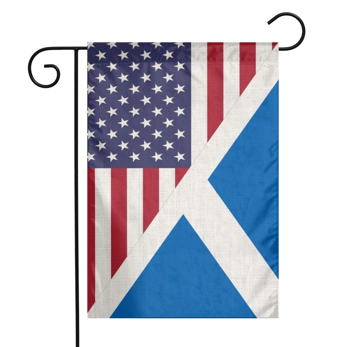 Adrinfly -  Half Scottish Half American Flag Linen Fabric Garden Flag Double Sided Farmhouse Deco...