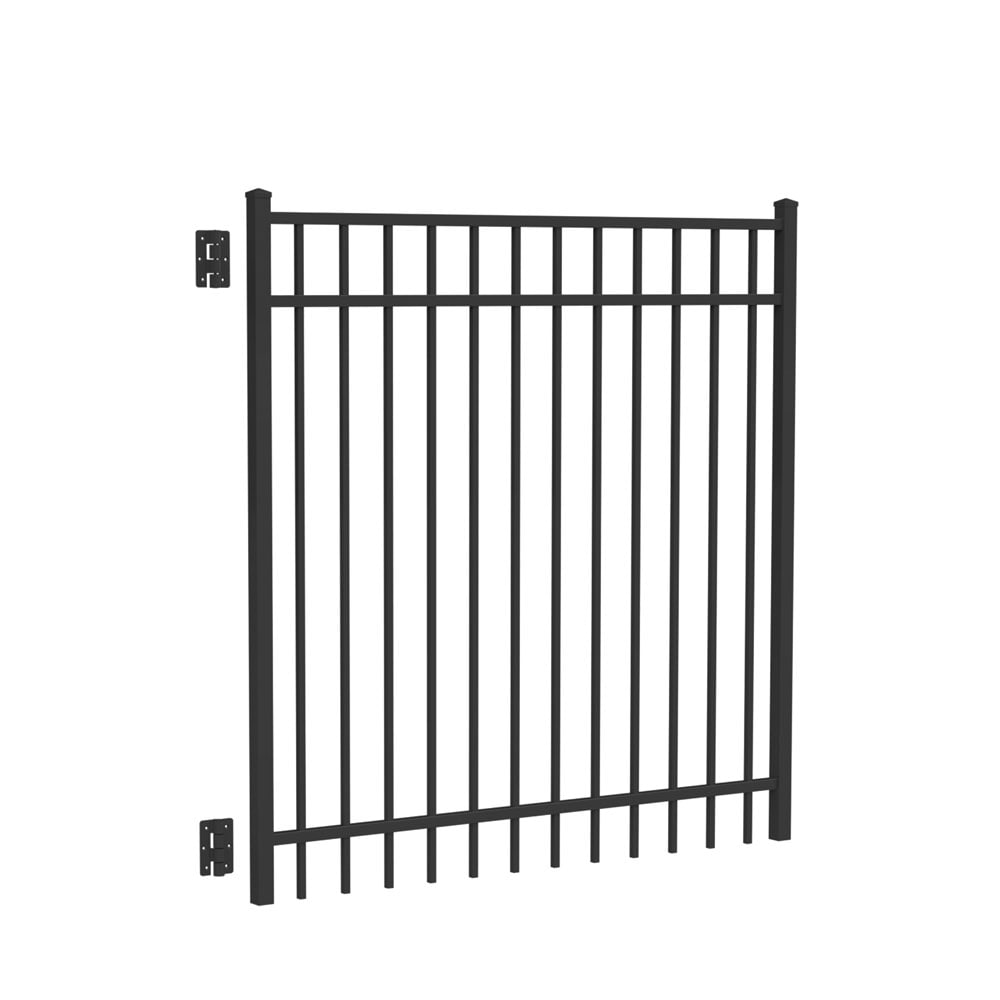Freedom 73009478 New Haven 5-ft H x 5-ft W Black Aluminum Decorative Walk-thru Spaced picket Fence gate