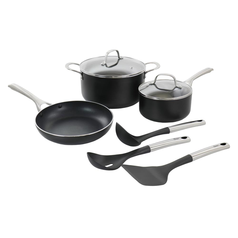Cook N Home 8pc aluminum Cookware Set, grey color with black