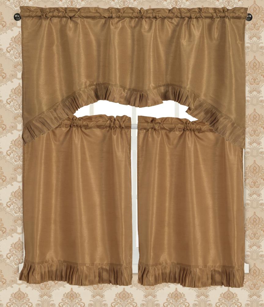 RT Designers Collection KCB02531 Bermuda Ruffle Kitchen Curtain Tier Set in Gold