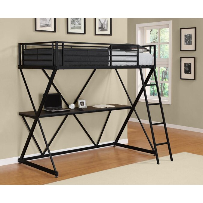Dhp Black Twin Study Loft Bunk Bed In, Bunk Bed With Loft And Desk