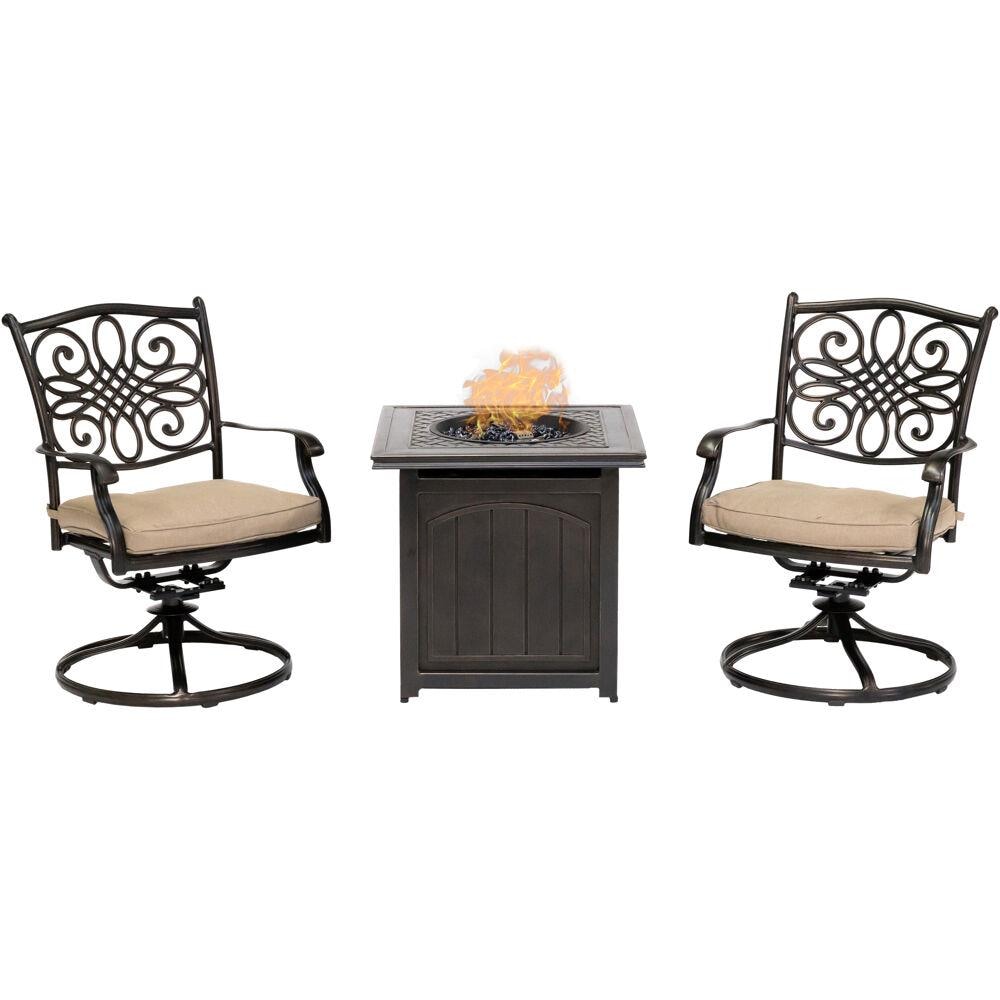 Hanover TRAD3PCSWFPSQ-BLU Traditions 3-Piece Patio Conversation Set with Blue Cushions