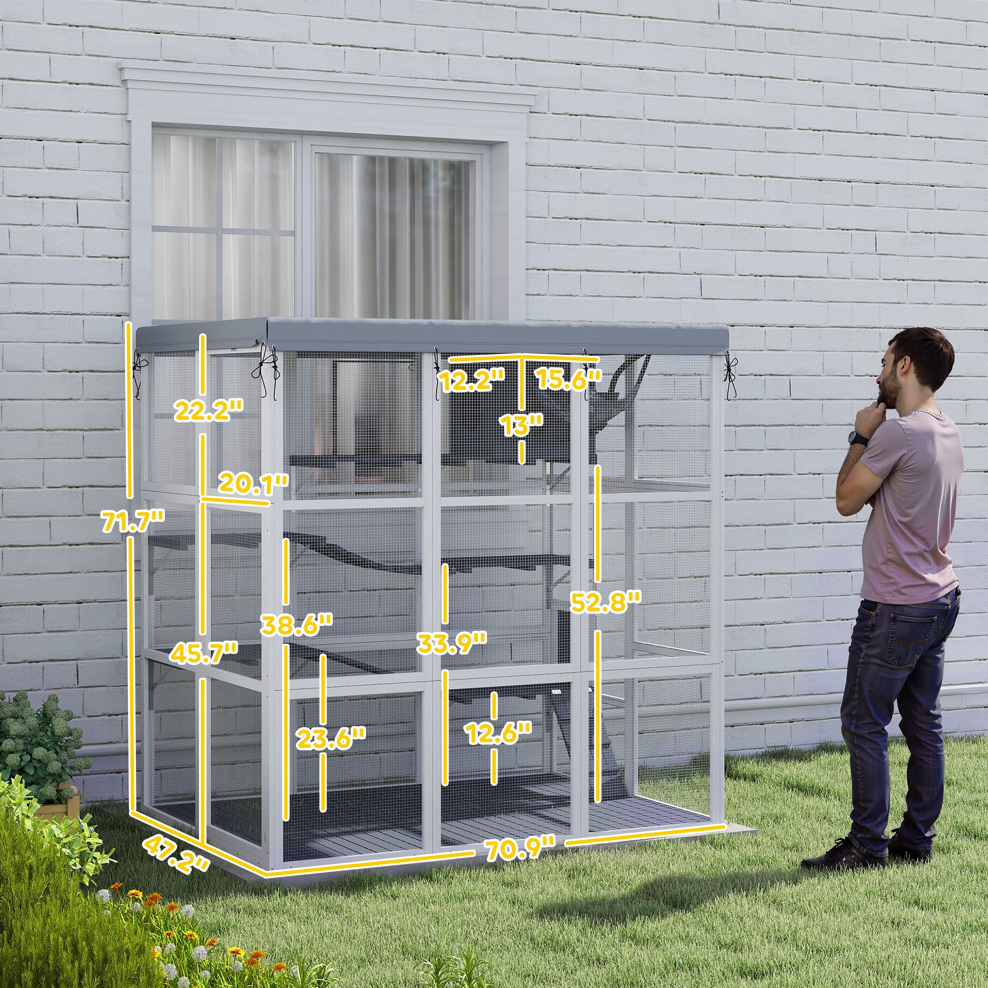 PawHut D32-033V00GY Dog-Houses - View #3