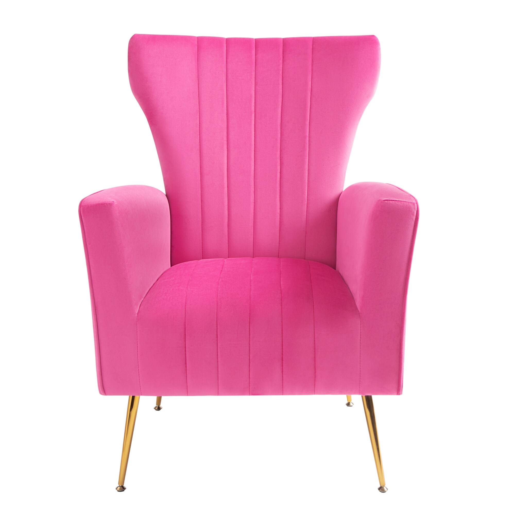 Sumyeg HMX-W67628180 Velvet Wingback Arm Chair with table Modern Rose Red Velvet Wingback Chair