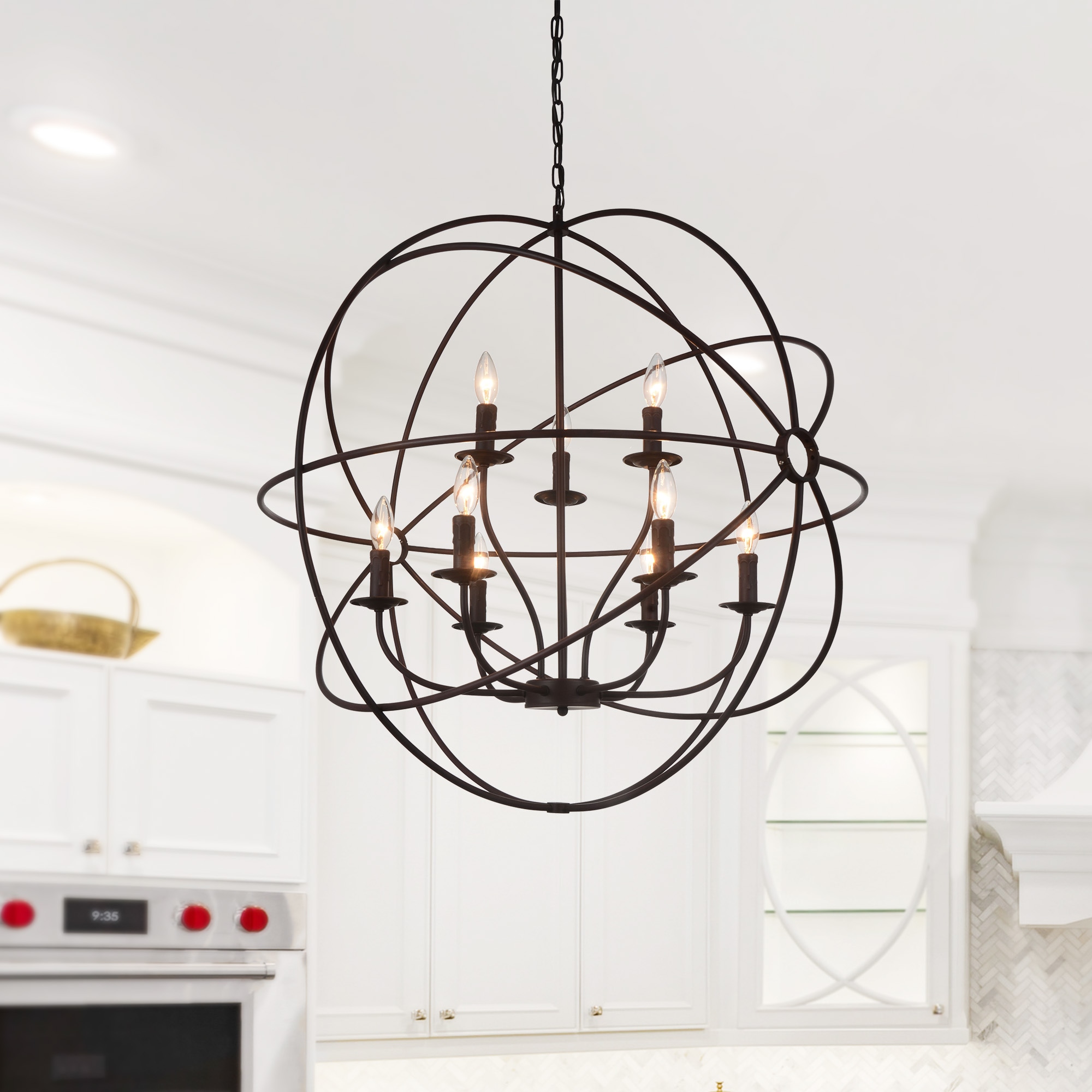 CWI Lighting 5464P32DB-9 Arza 9 -Light Brown Rustic For Use in Bathrooms, Bedrooms, Dining Rooms, Foyers, Kitchens, Living Rooms Chandelier