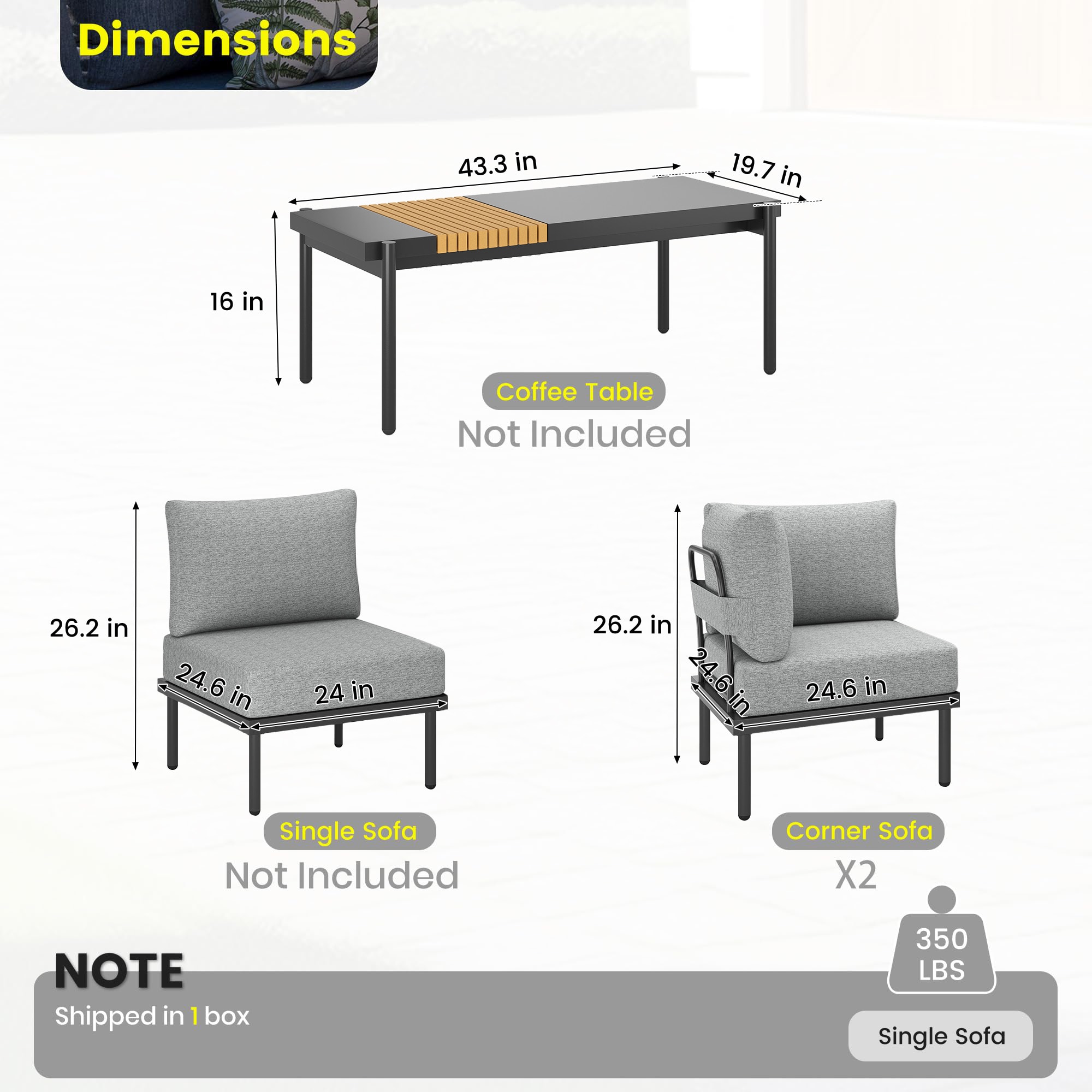 AURA OUTDOOR OICS-003-GY Patio-Conversation-Sets - View #5