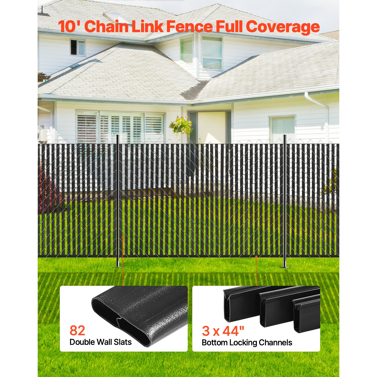 VEVOR Bottom Locking Privacy Slats Double-Wall Vertical Bottom-Locking ...