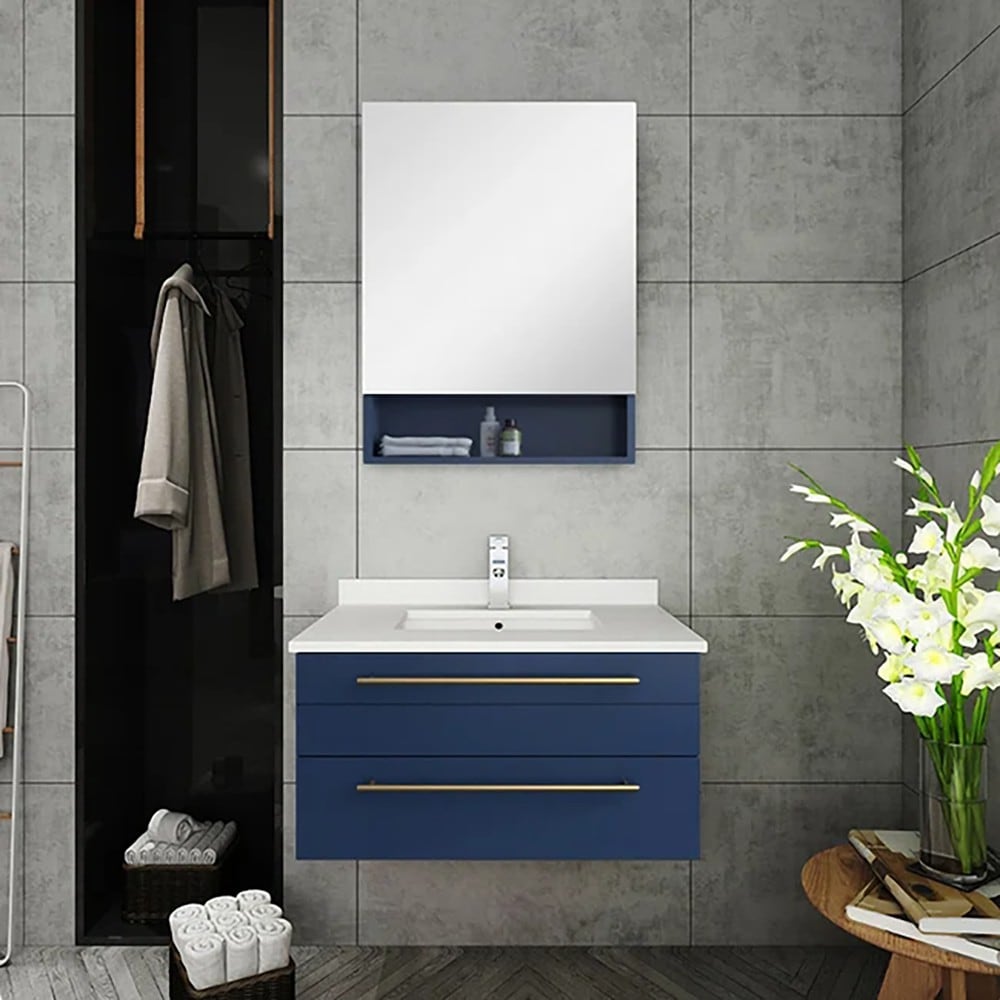 Fresca Lucera 30-in Royal Blue Floating Bathroom Vanity Base Cabinet ...