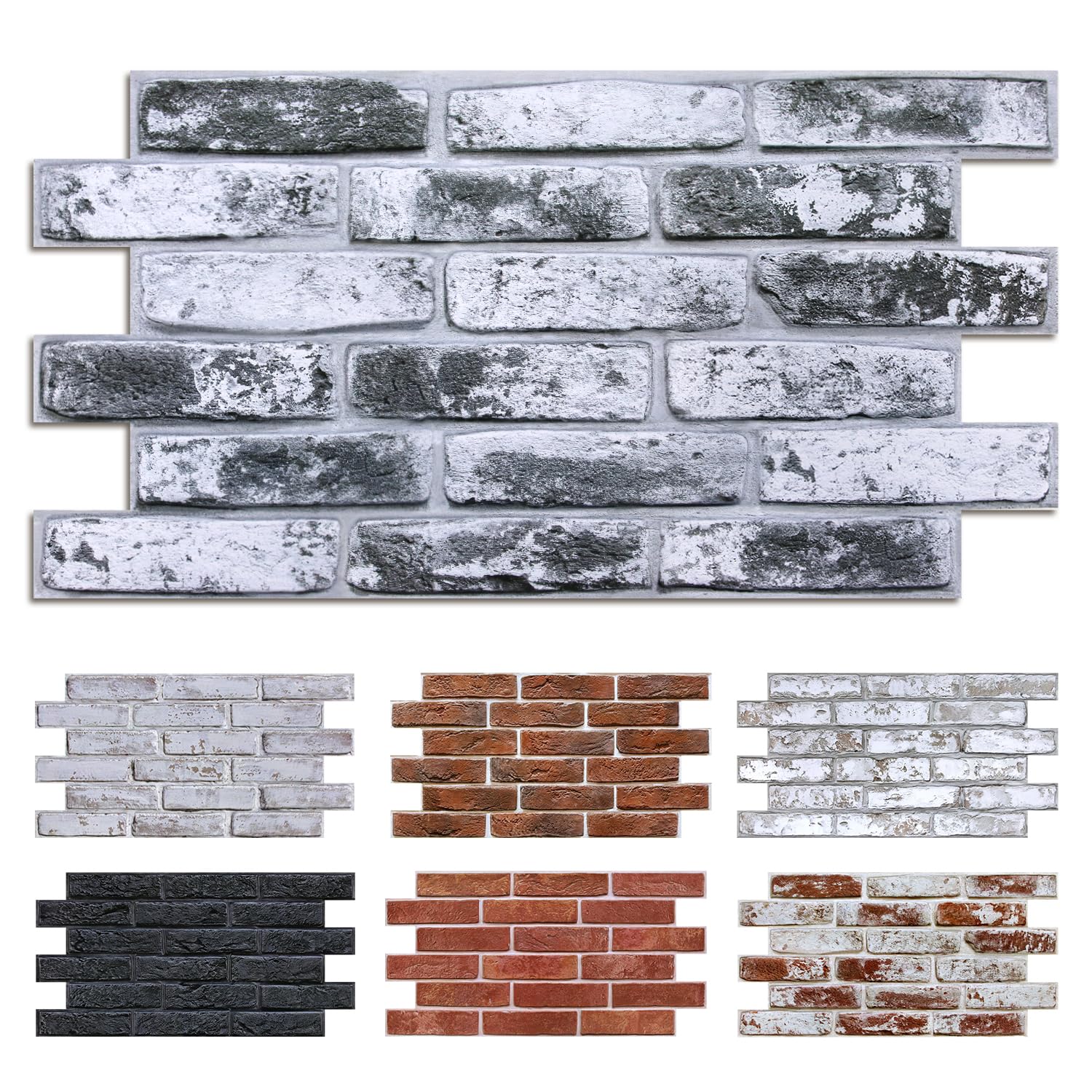 Aoibox  Faux Brick 3D Wall Panels 12 Pack Whitewash Peel and Stick Tiles 22 8 x 11 8 in Each Covers 22 48 sq ft