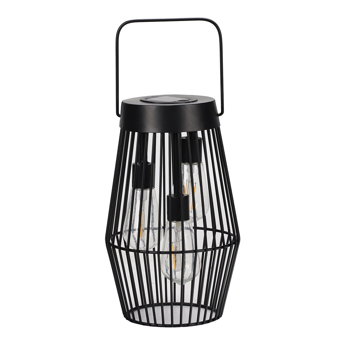 Style Selections 6.5-in x 10.5-in Black Metal Solar Outdoor Decorative Lantern