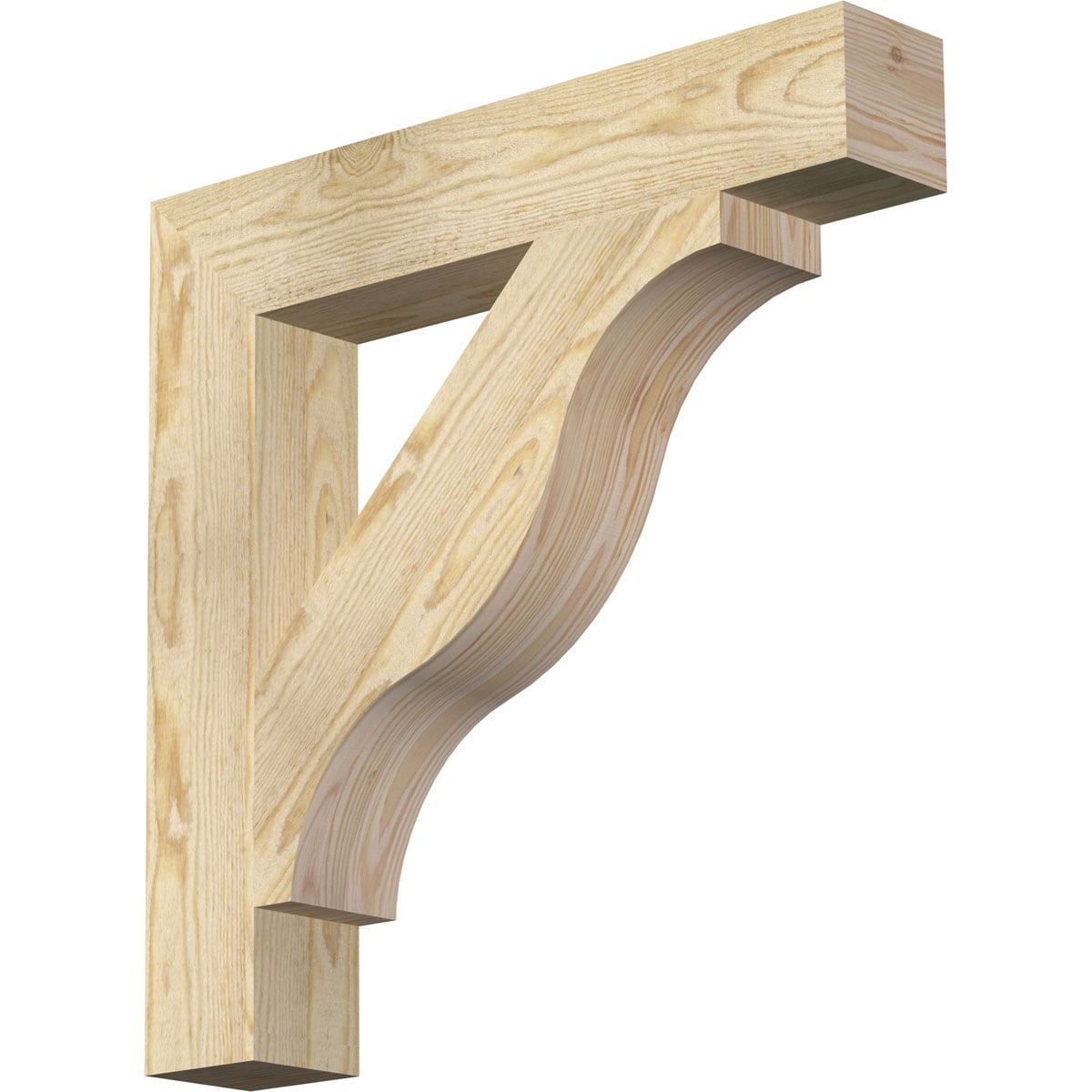 Ekena Millwork BKT04X24X24FST05RDF Funston Block Rough Sawn 4-in x 24-in x 24-in Douglas fir Brown Wood Standard bracket