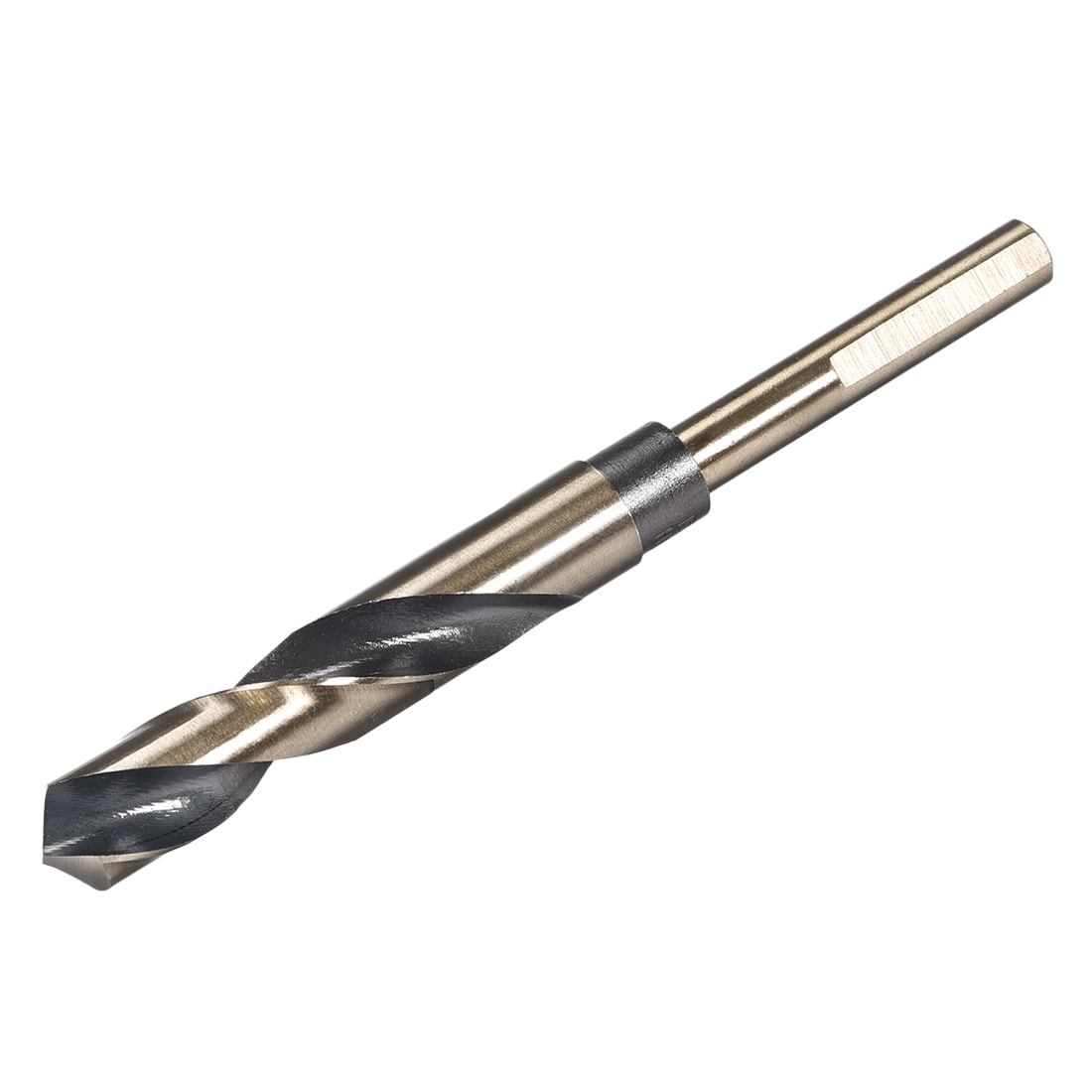 Unique Bargains Reduced Shank Twist Drill Bits 15.5mm Black Nitride and Gold Titanium Coated High Speed Steel 4341 with 10mm (3/8inch) Shank for Stainless Steel Alloy Metal Plastic Wood #S26031700UX4208