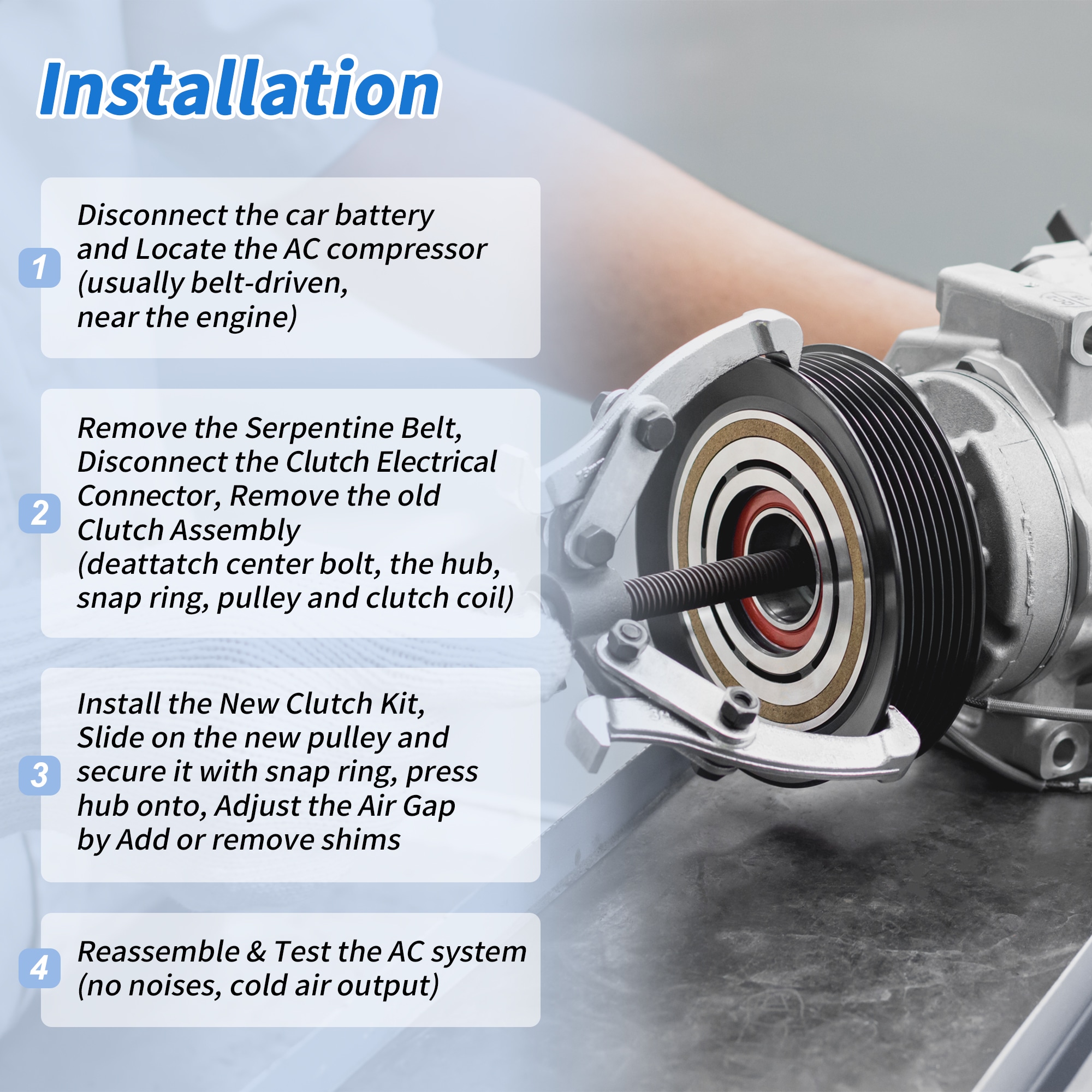 Unique Bargains Air Conditioner AC Compressor Clutch Kit for