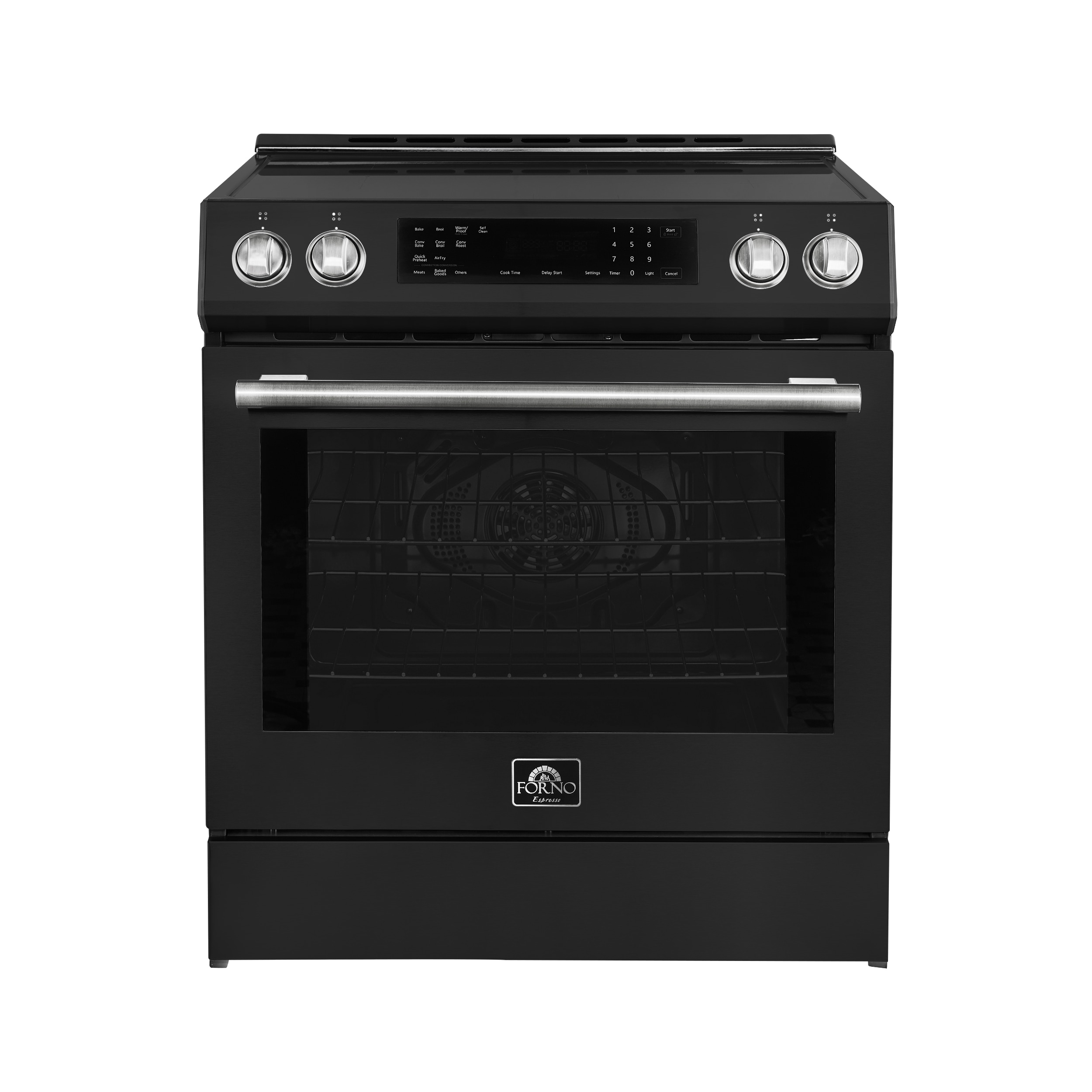 FORNO Donatello 30-in 4 Burners 5-cu ft Air Fry Convection Oven Slide-in Single Induction Range (Black) #FFSIN0905-30BLK
