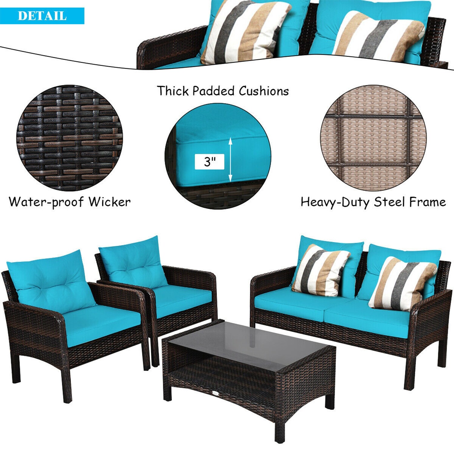 Forclover HYFE-68637ATU Patio-Conversation-Sets - View #7